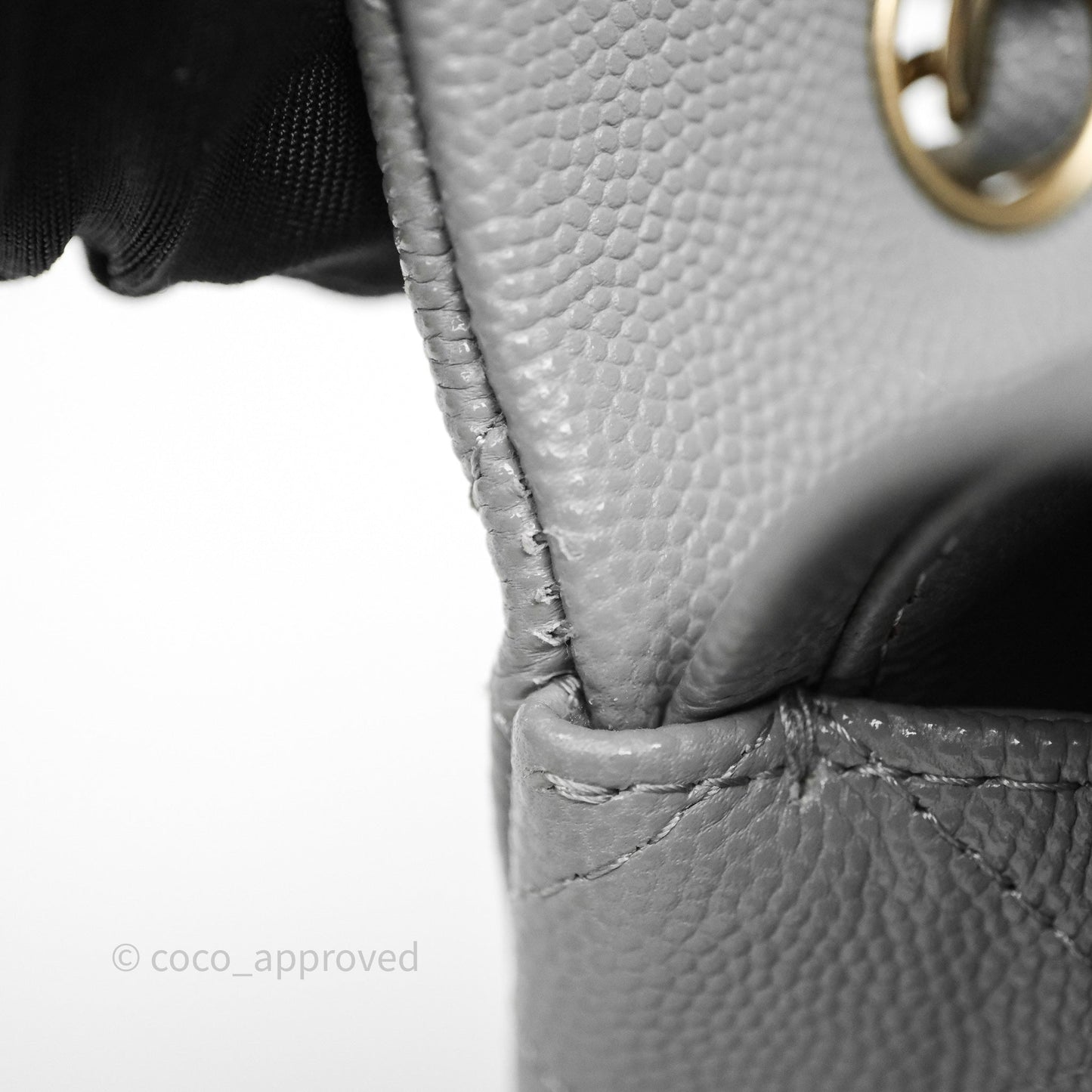 Chanel Small Classic Flap Quilted Grey Caviar Gold Hardware