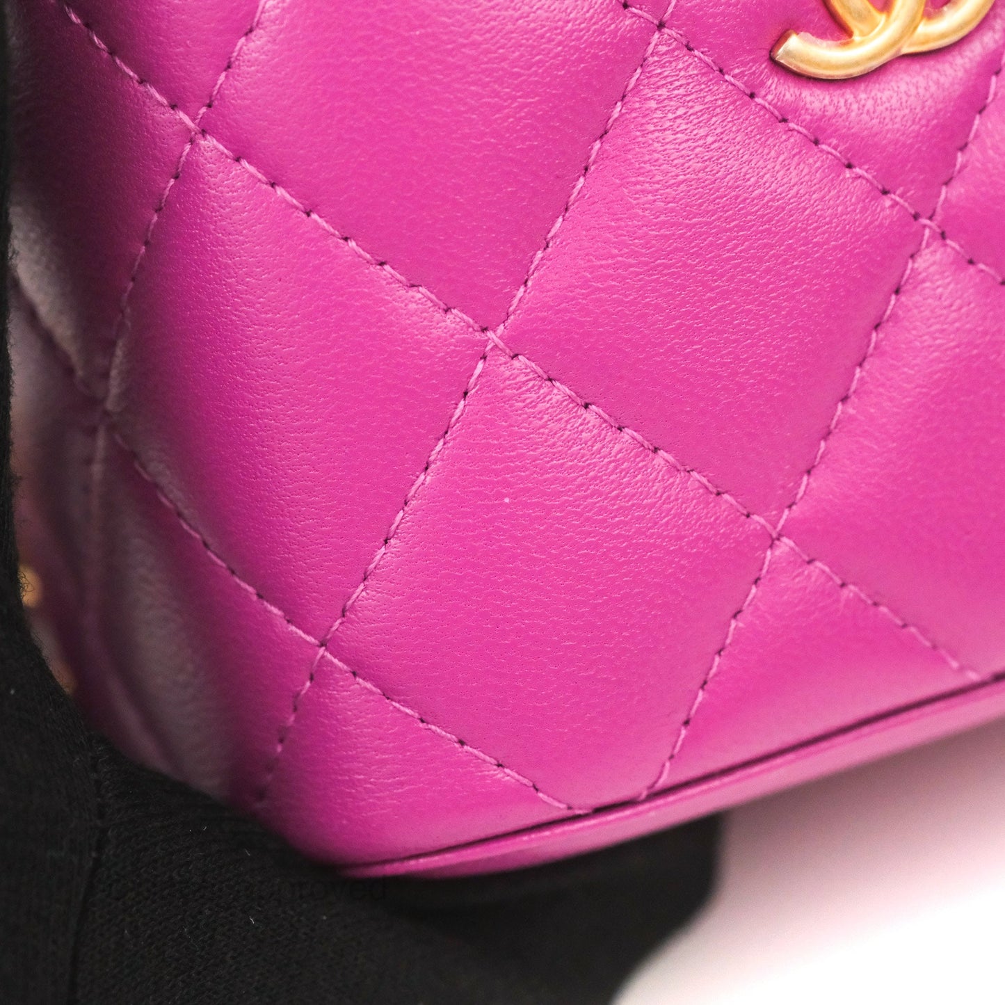 Chanel Classic Mini Pearl Crush Vanity With Chain Purple Lambskin Aged Gold Hardware