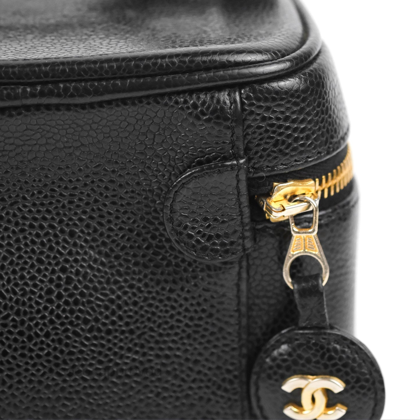 Chanel Vintage Vanity Case Black Caviar Gold Hardware