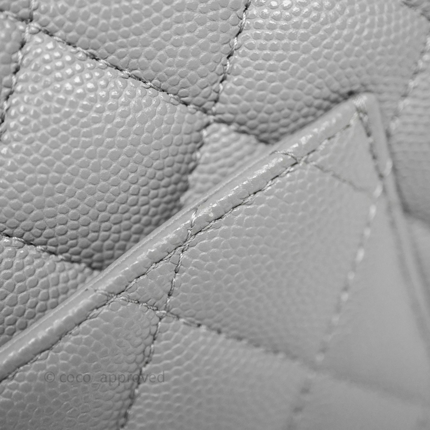 Chanel Small Classic Flap Quilted Grey Caviar Gold Hardware