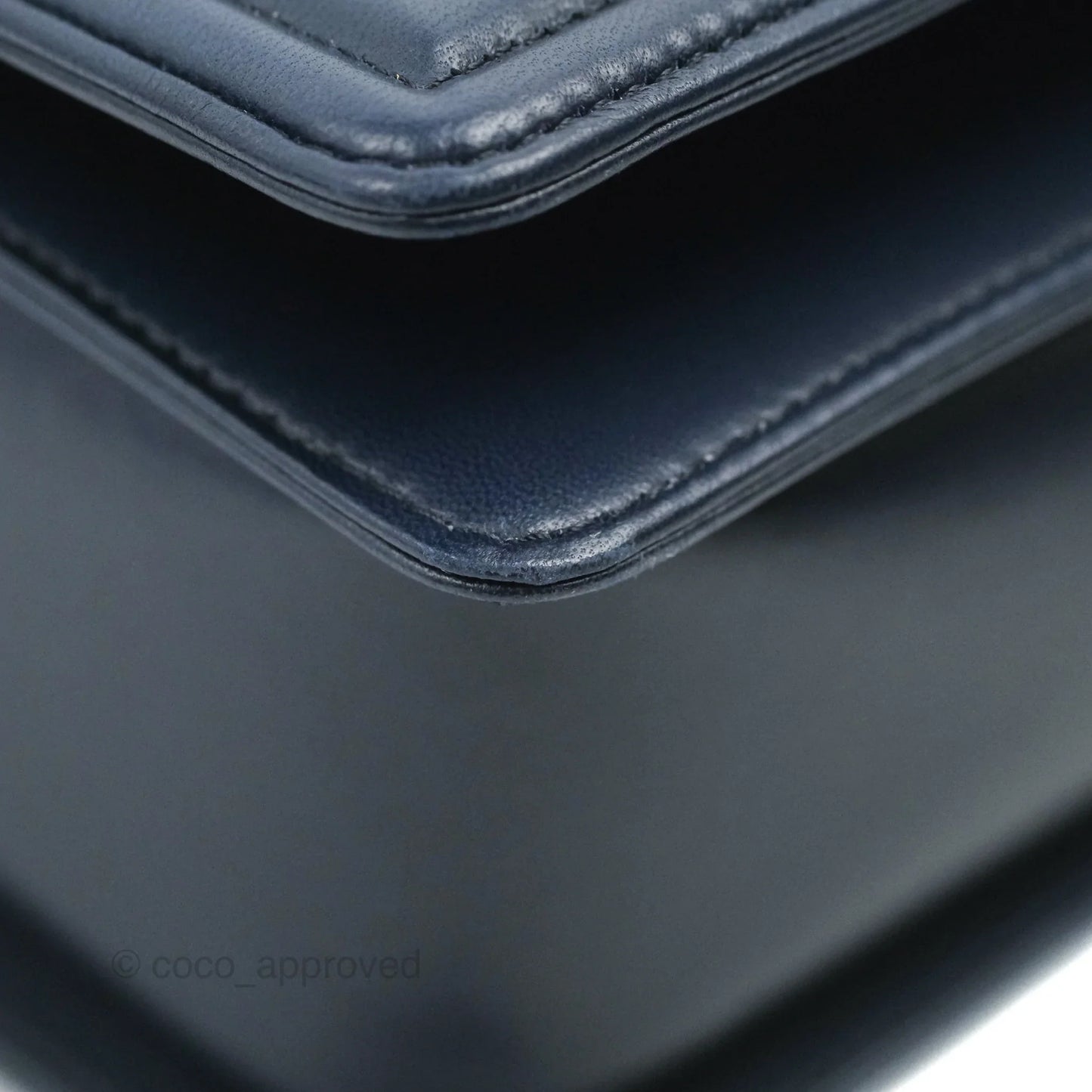 Chanel Quilted New Medium Boy Navy Lambskin Aged Gold Hardware