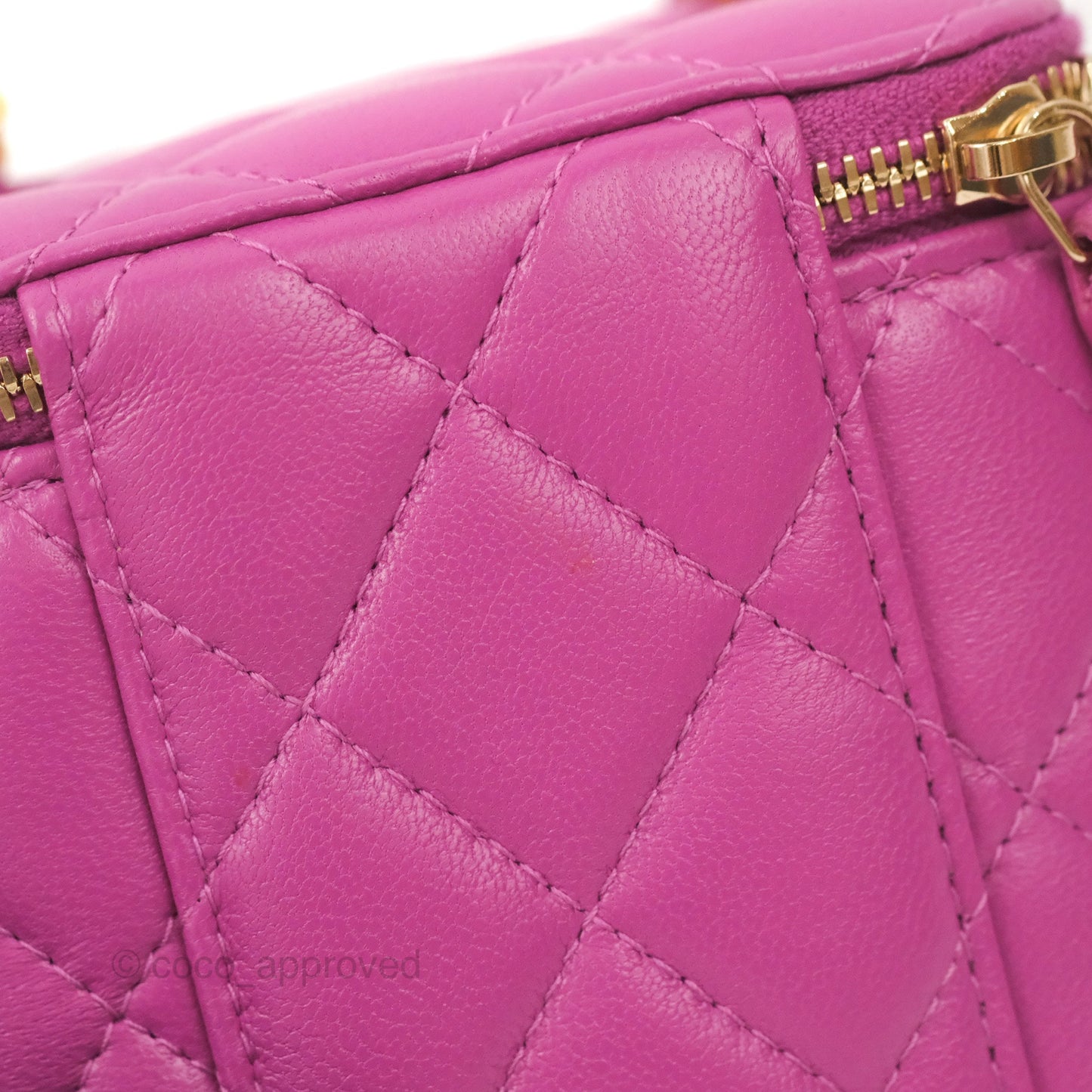Chanel Classic Mini Pearl Crush Vanity With Chain Purple Lambskin Aged Gold Hardware