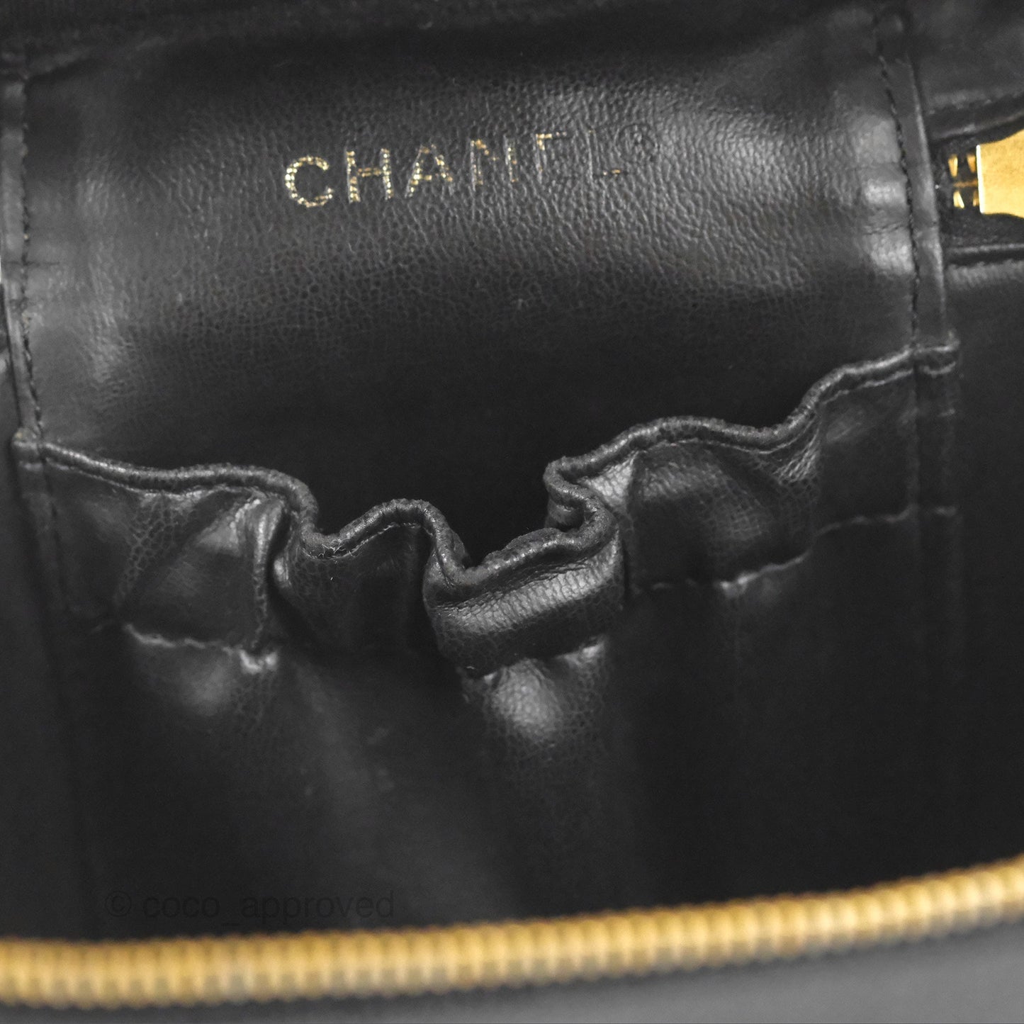 Chanel Vintage Vanity Case Black Caviar Gold Hardware