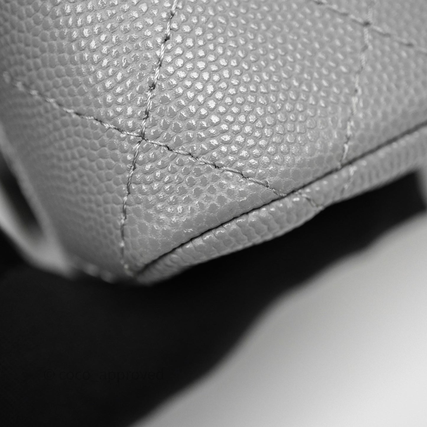Chanel Small Classic Flap Quilted Grey Caviar Gold Hardware