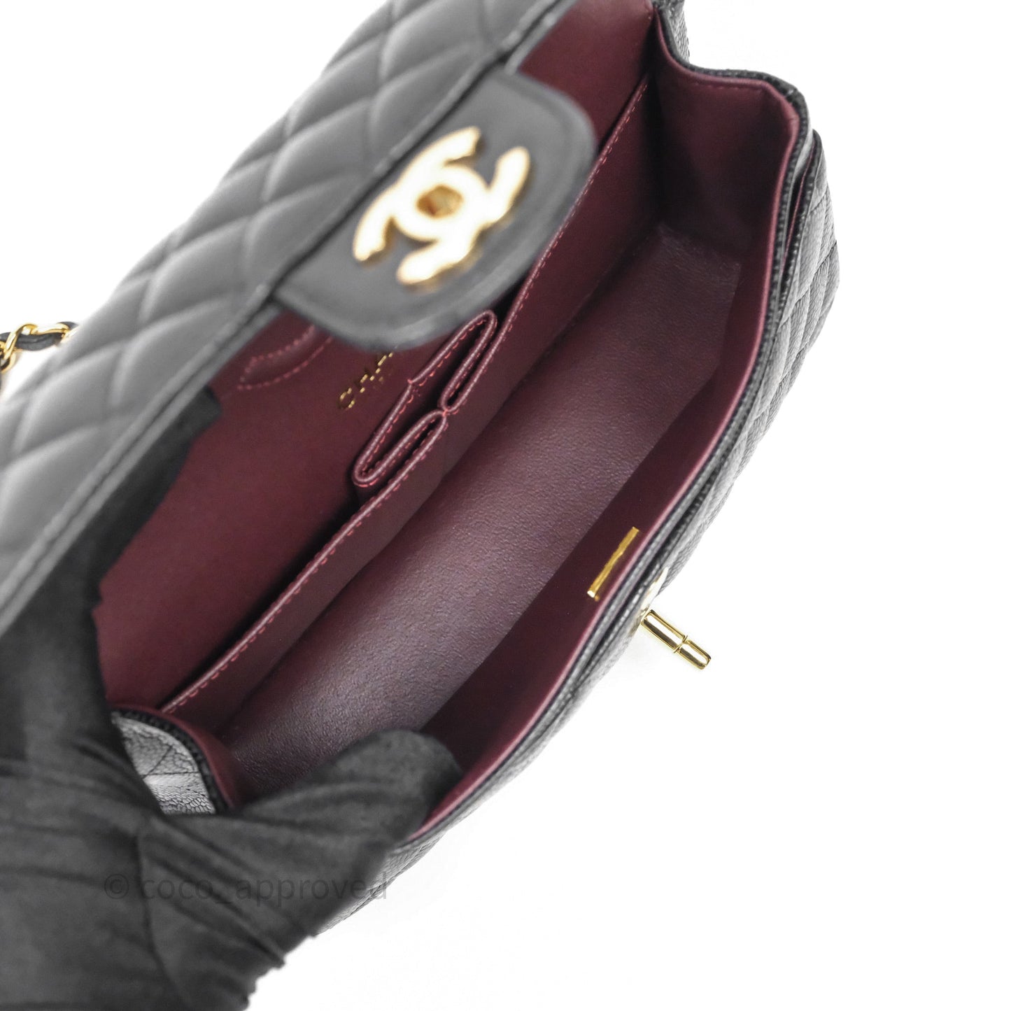 Chanel Small Classic Flap Quilted Black Caviar Gold Hardware