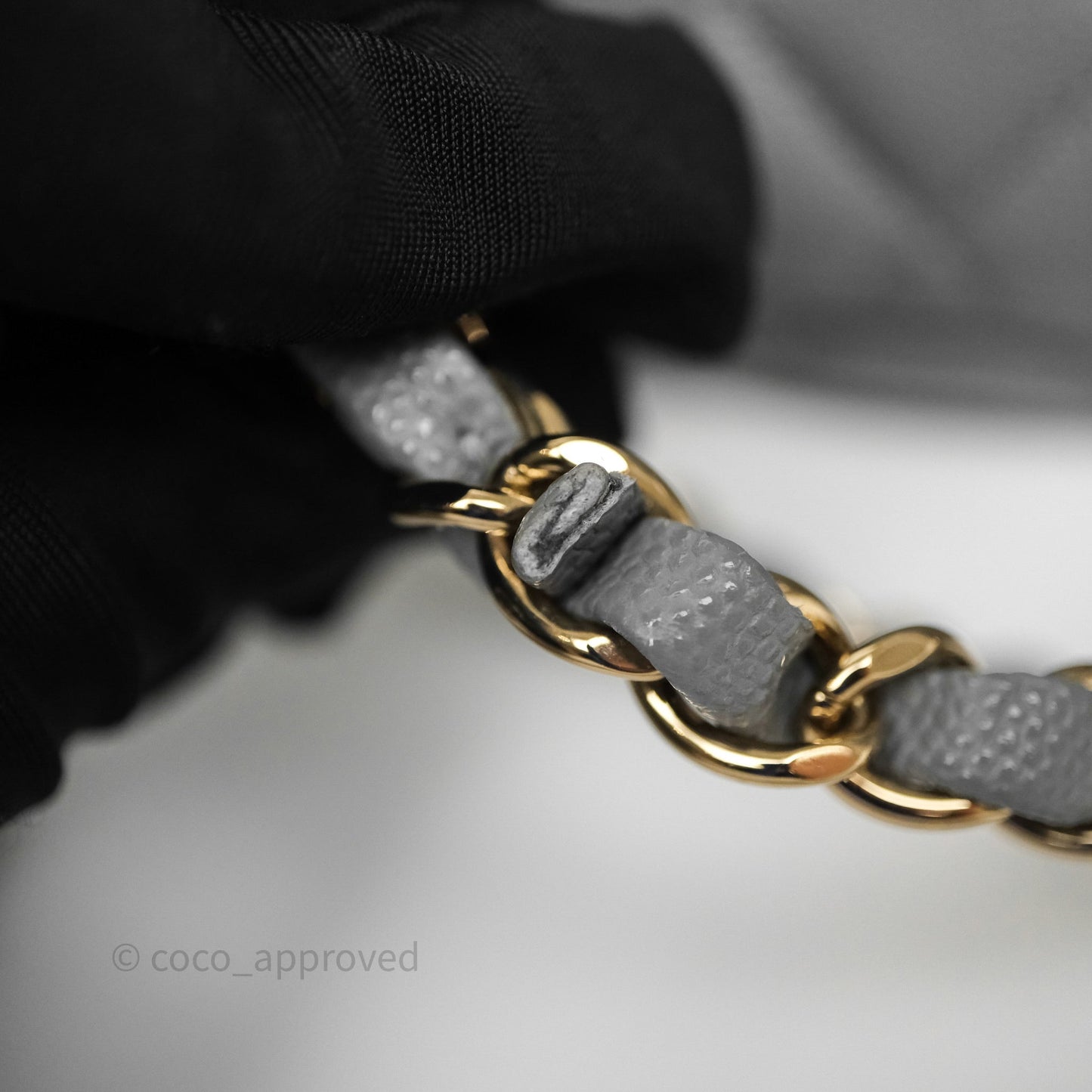Chanel Small Classic Flap Quilted Grey Caviar Gold Hardware