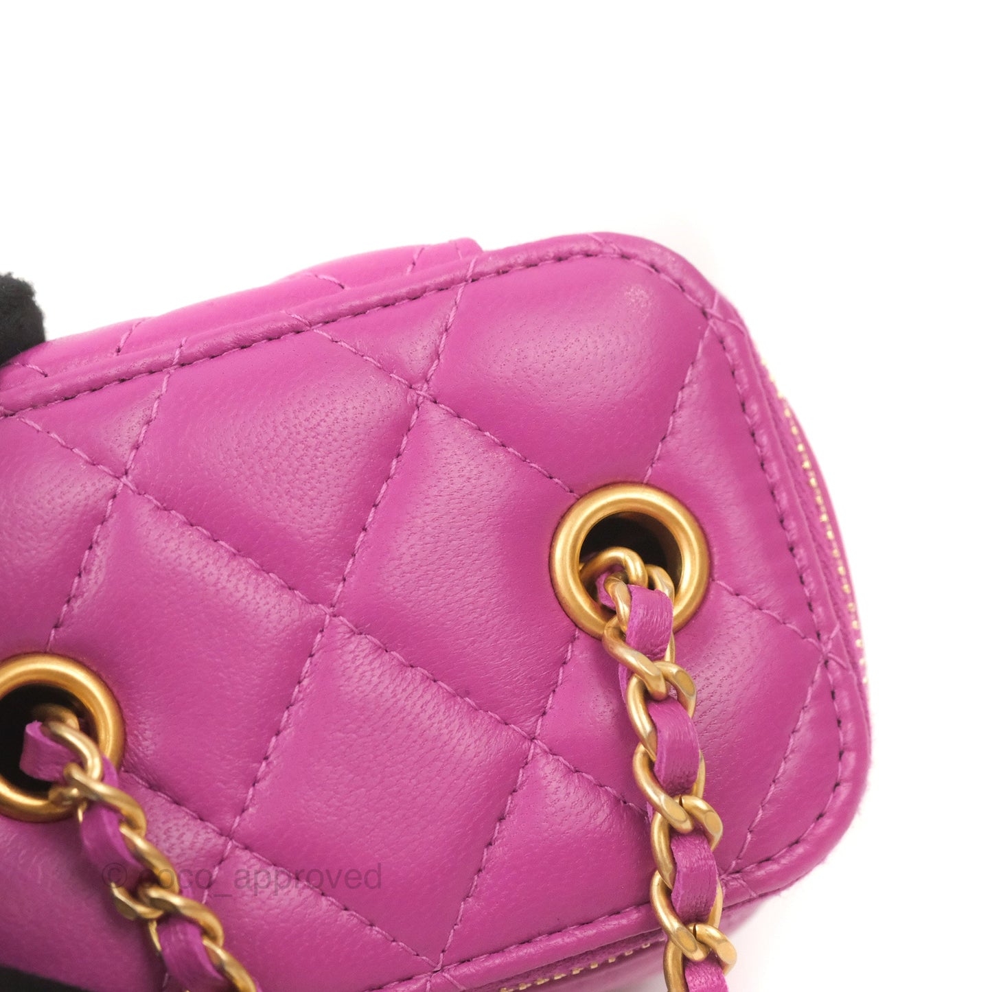 Chanel Classic Mini Pearl Crush Vanity With Chain Purple Lambskin Aged Gold Hardware