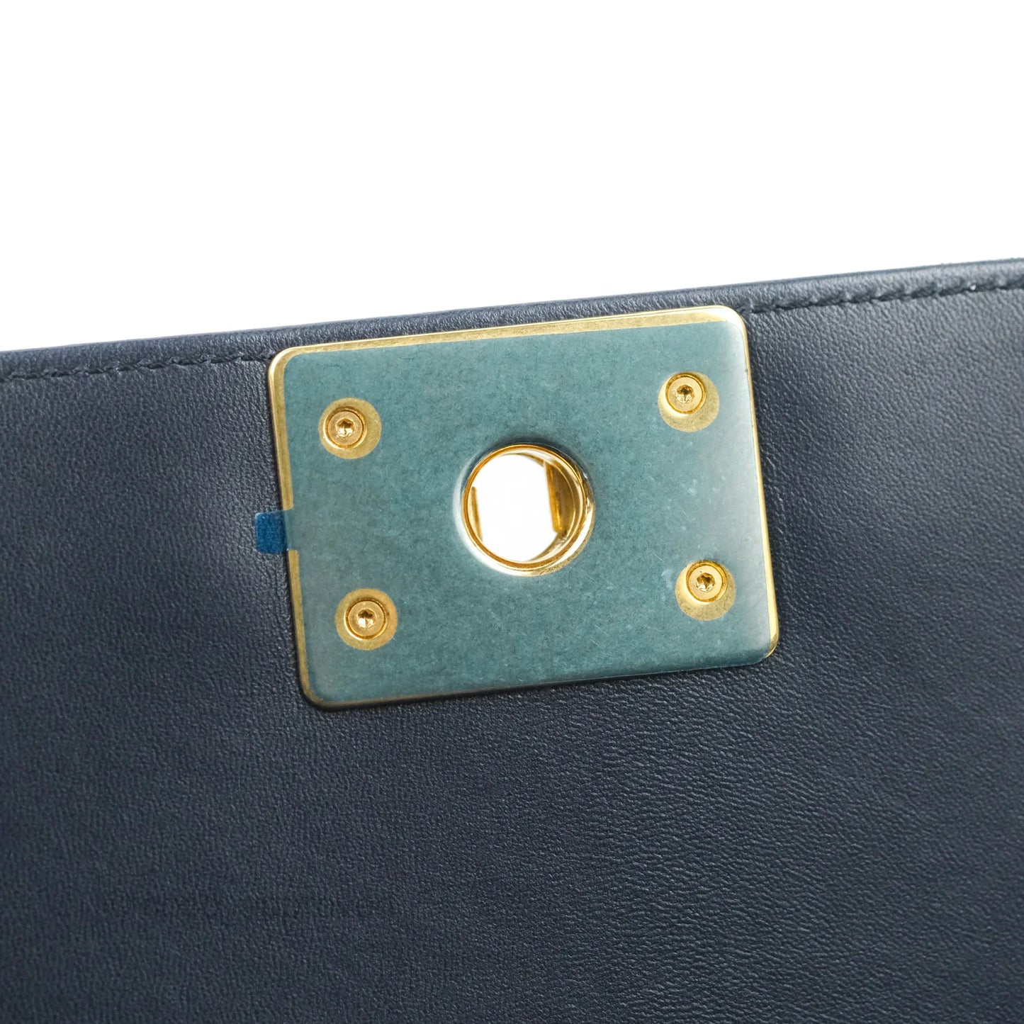 Chanel Quilted New Medium Boy Navy Lambskin Aged Gold Hardware