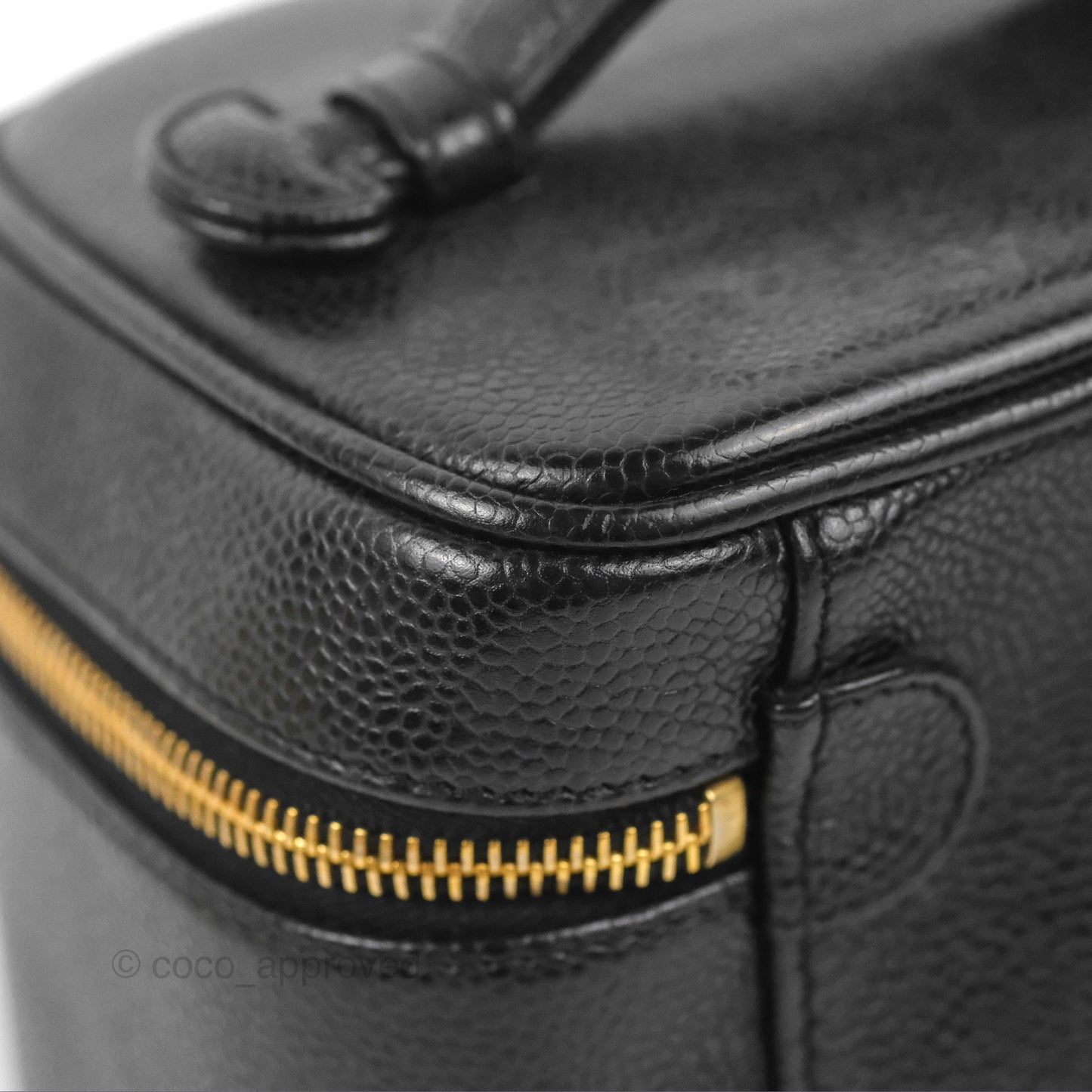 Chanel Vintage Vanity Case Black Caviar Gold Hardware