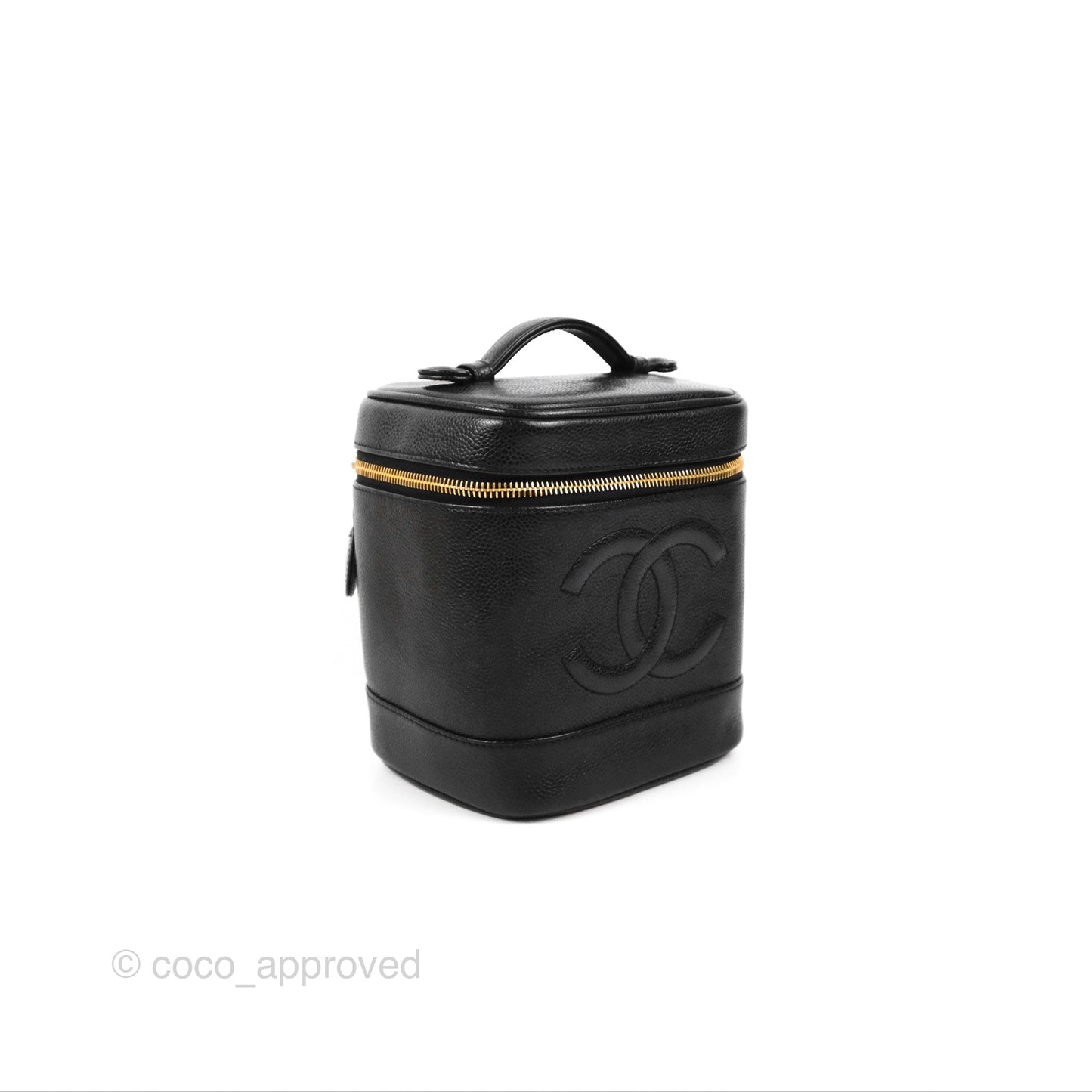Chanel Vintage Vanity Case Black Caviar Gold Hardware