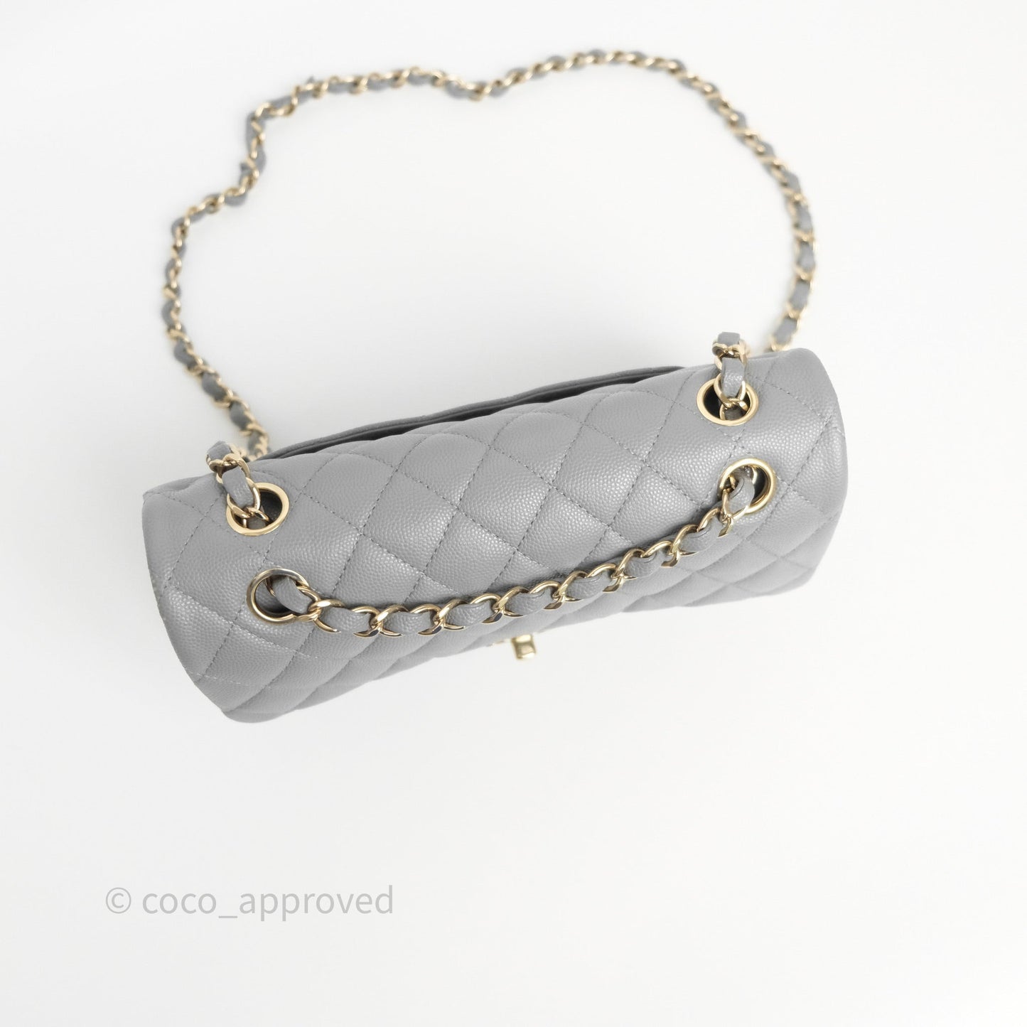 Chanel Small Classic Flap Quilted Grey Caviar Gold Hardware
