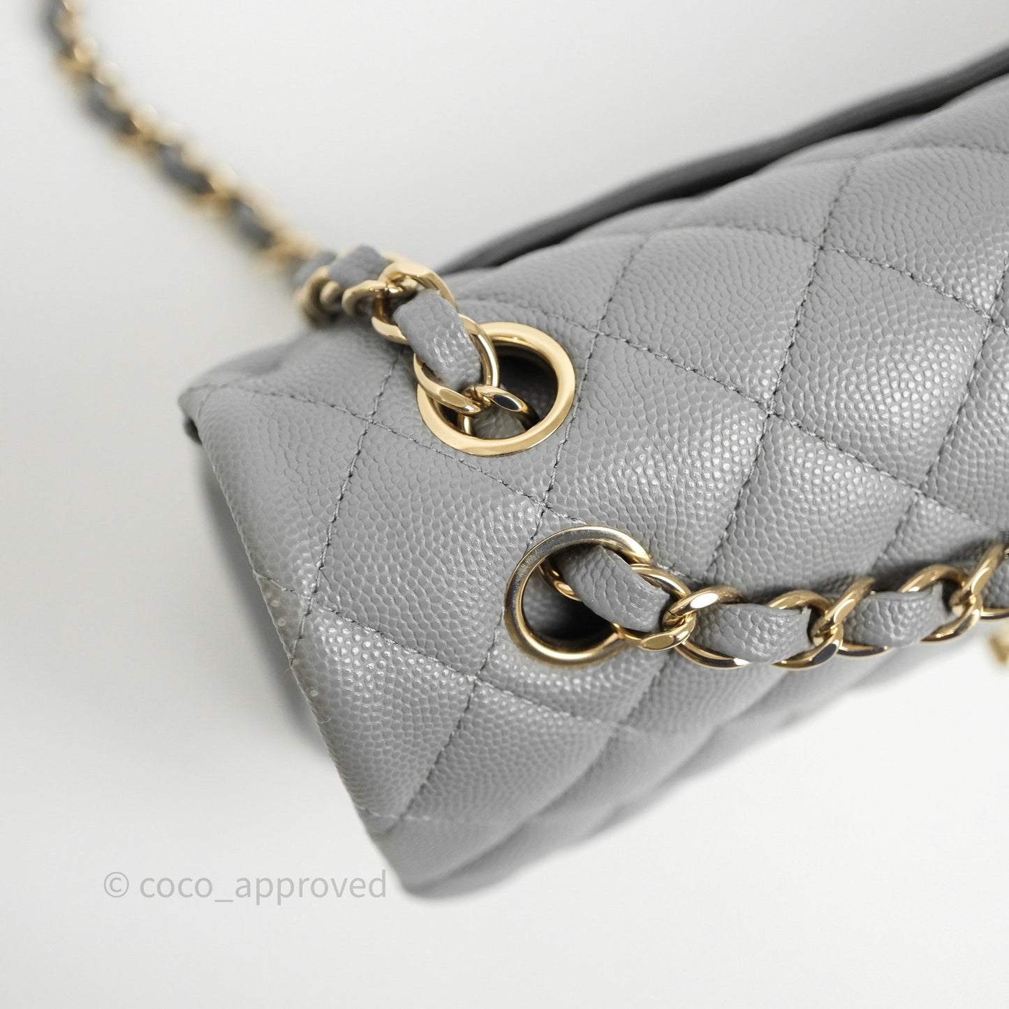 Chanel Small Classic Flap Quilted Grey Caviar Gold Hardware