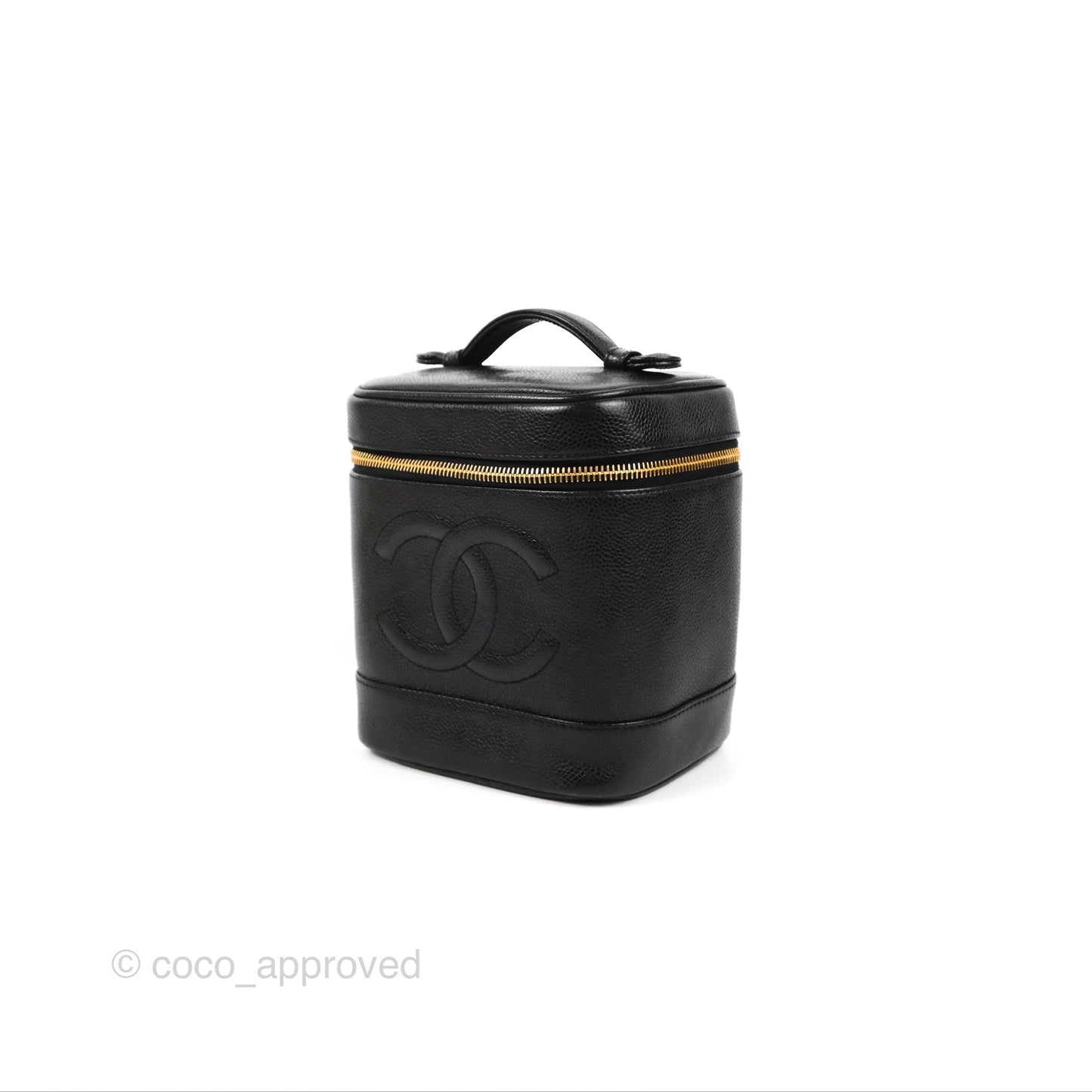 Chanel Vintage Vanity Case Black Caviar Gold Hardware