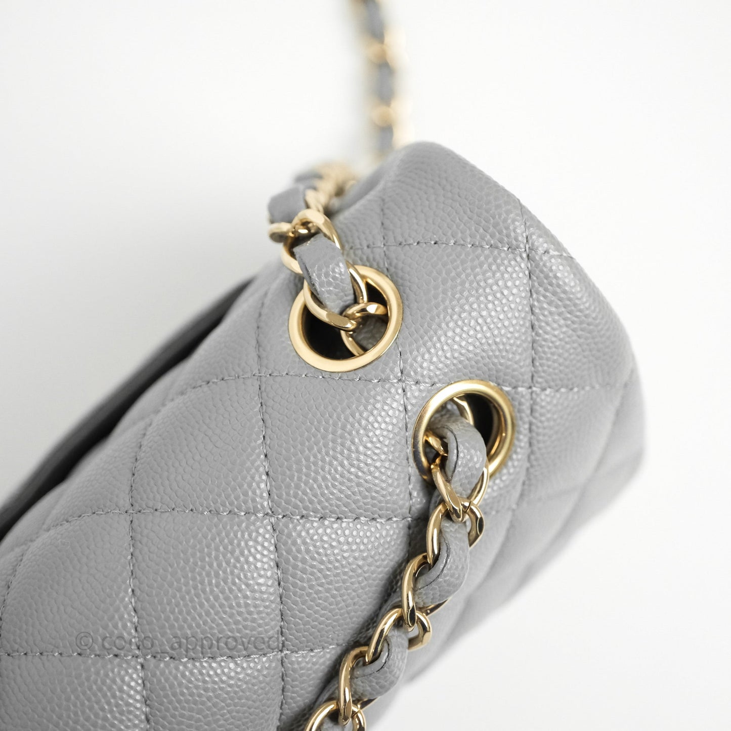 Chanel Small Classic Flap Quilted Grey Caviar Gold Hardware