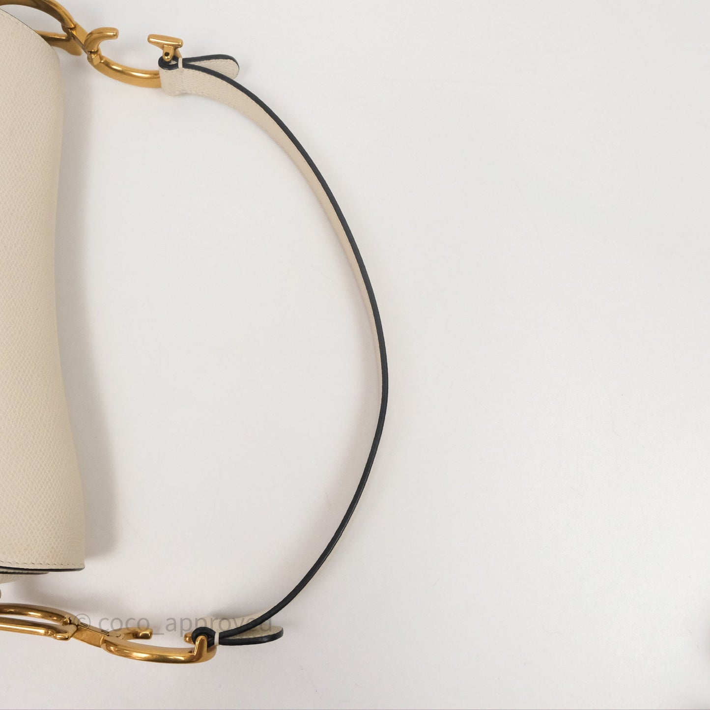 Christian Dior Saddle Bag White Grained Calfskin Gold Hardware