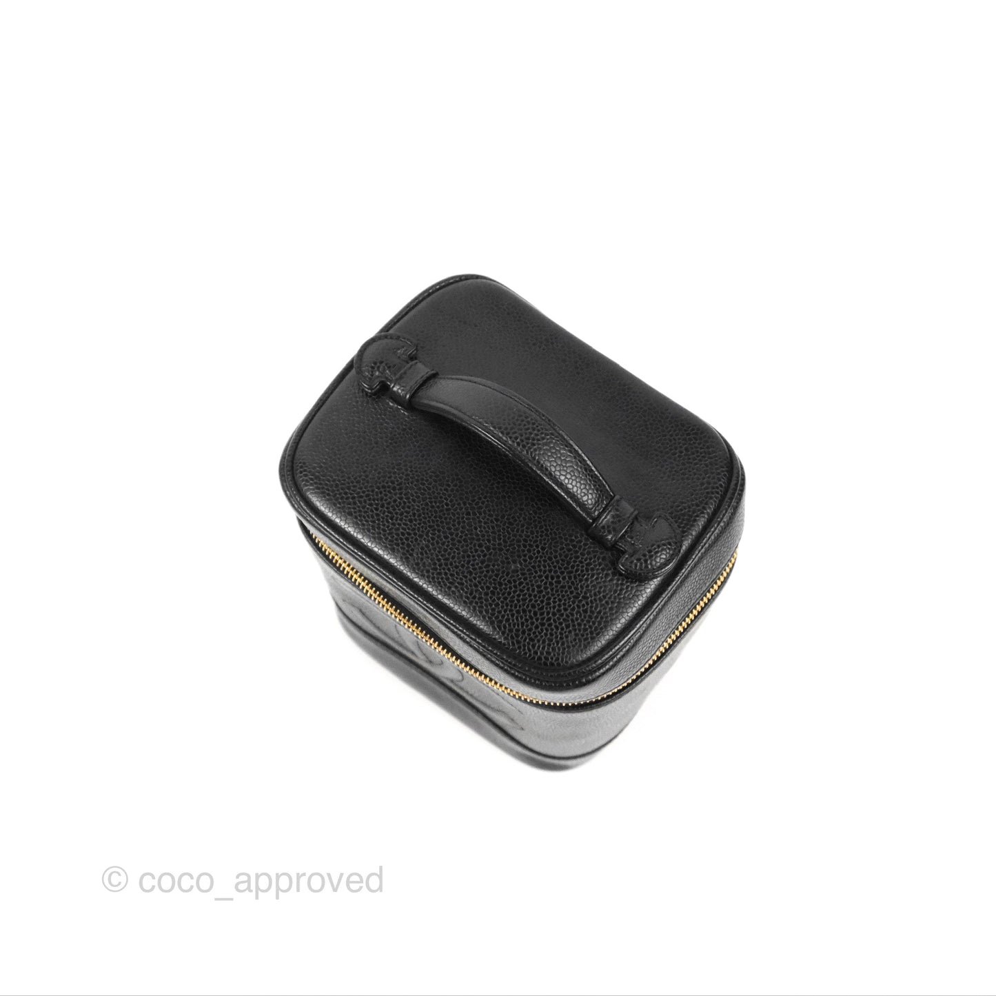 Chanel Vintage Vanity Case Black Caviar Gold Hardware