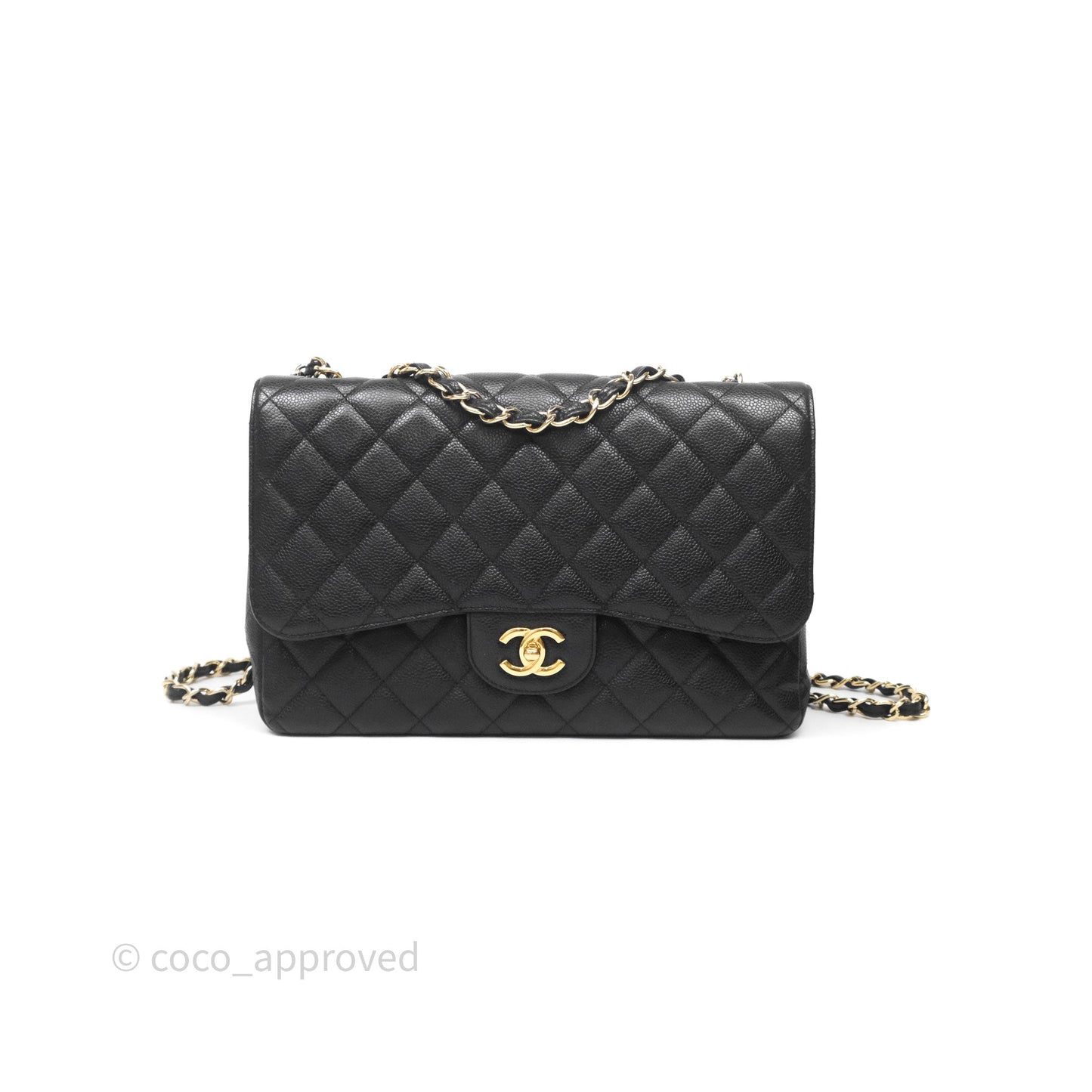 Chanel Jumbo Single Flap Black Caviar Gold Hardware⁣⁣