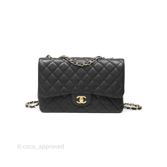 Chanel Jumbo Single Flap Black Caviar Gold Hardware⁣⁣