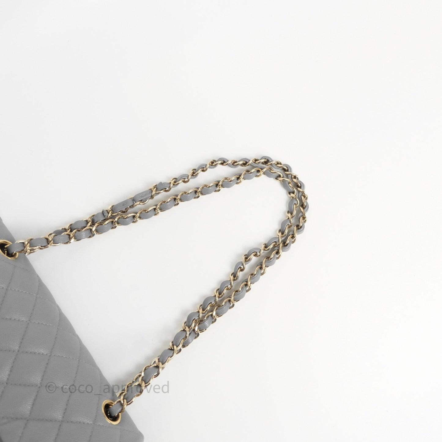 Chanel Small Classic Flap Quilted Grey Caviar Gold Hardware