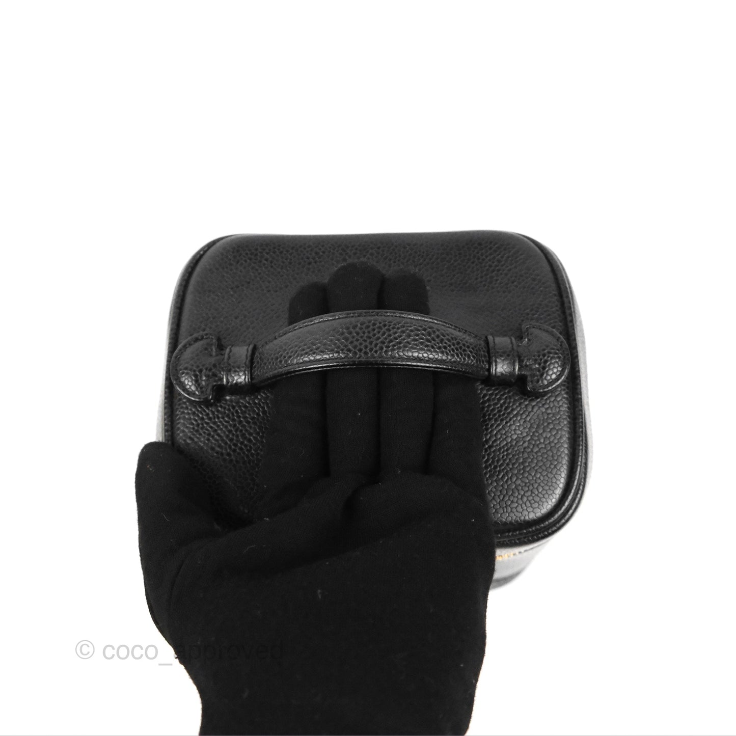 Chanel Vintage Vanity Case Black Caviar Gold Hardware