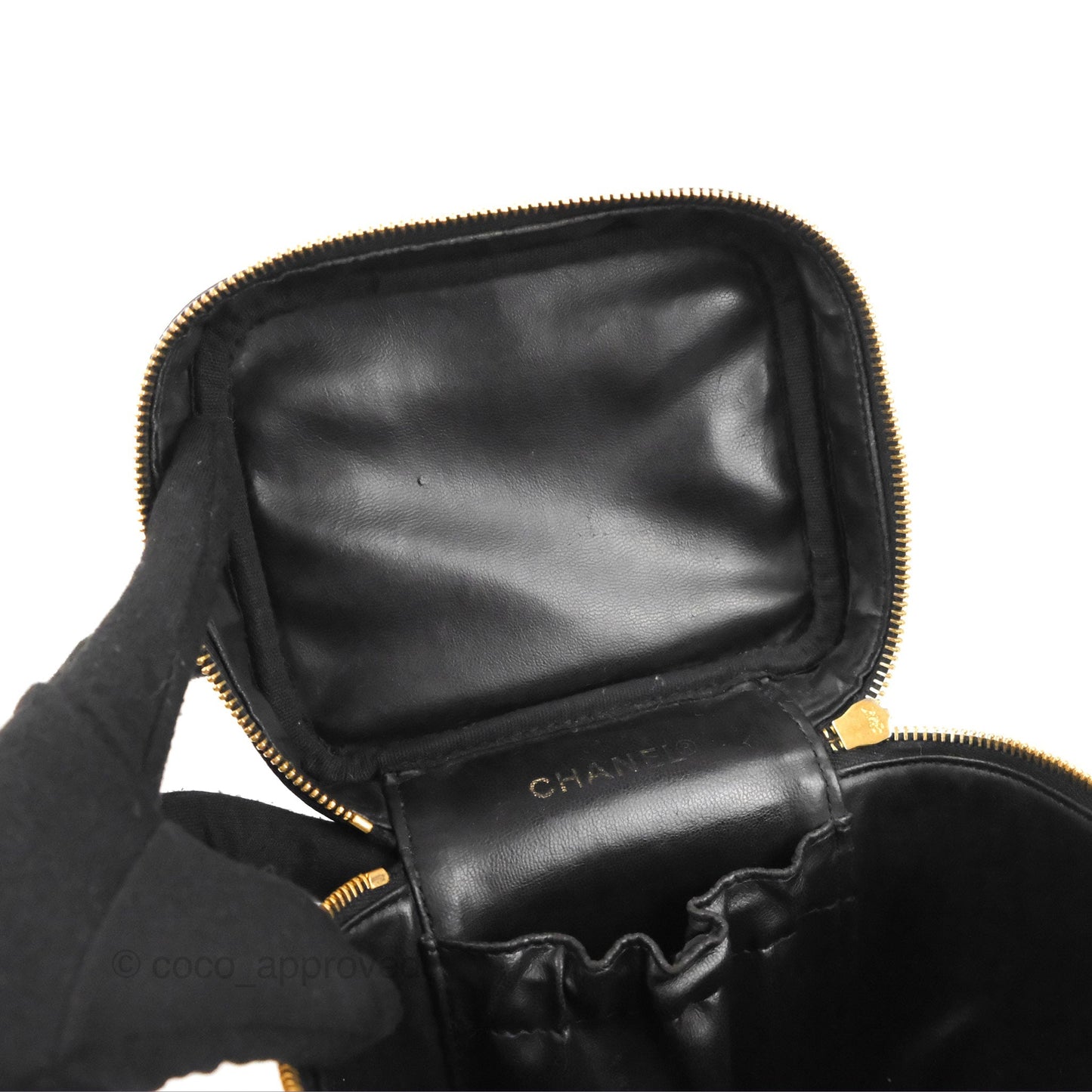 Chanel Vintage Vanity Case Black Caviar Gold Hardware