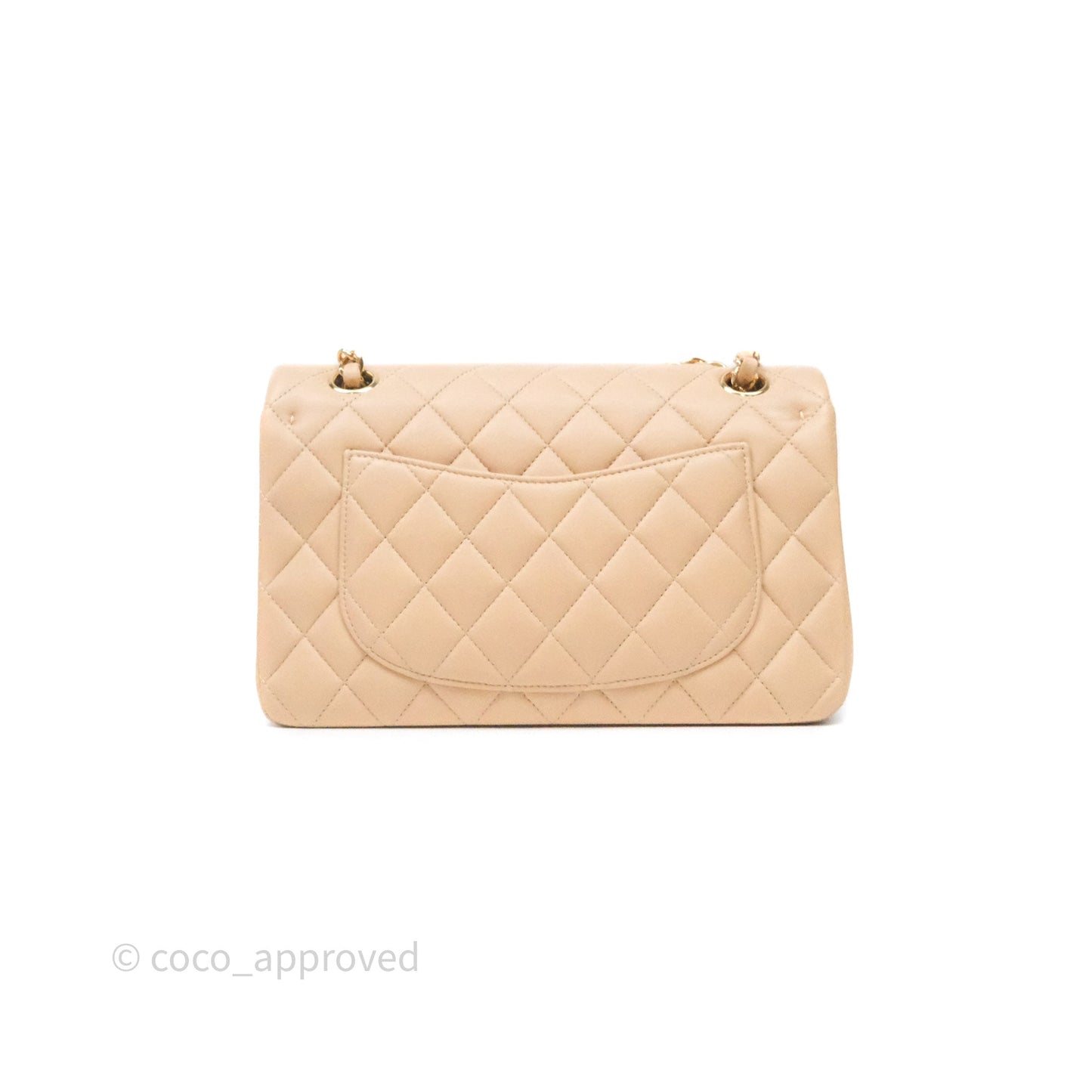 Chanel Small Quilted Classic Flap Beige Lambskin Gold Hardware