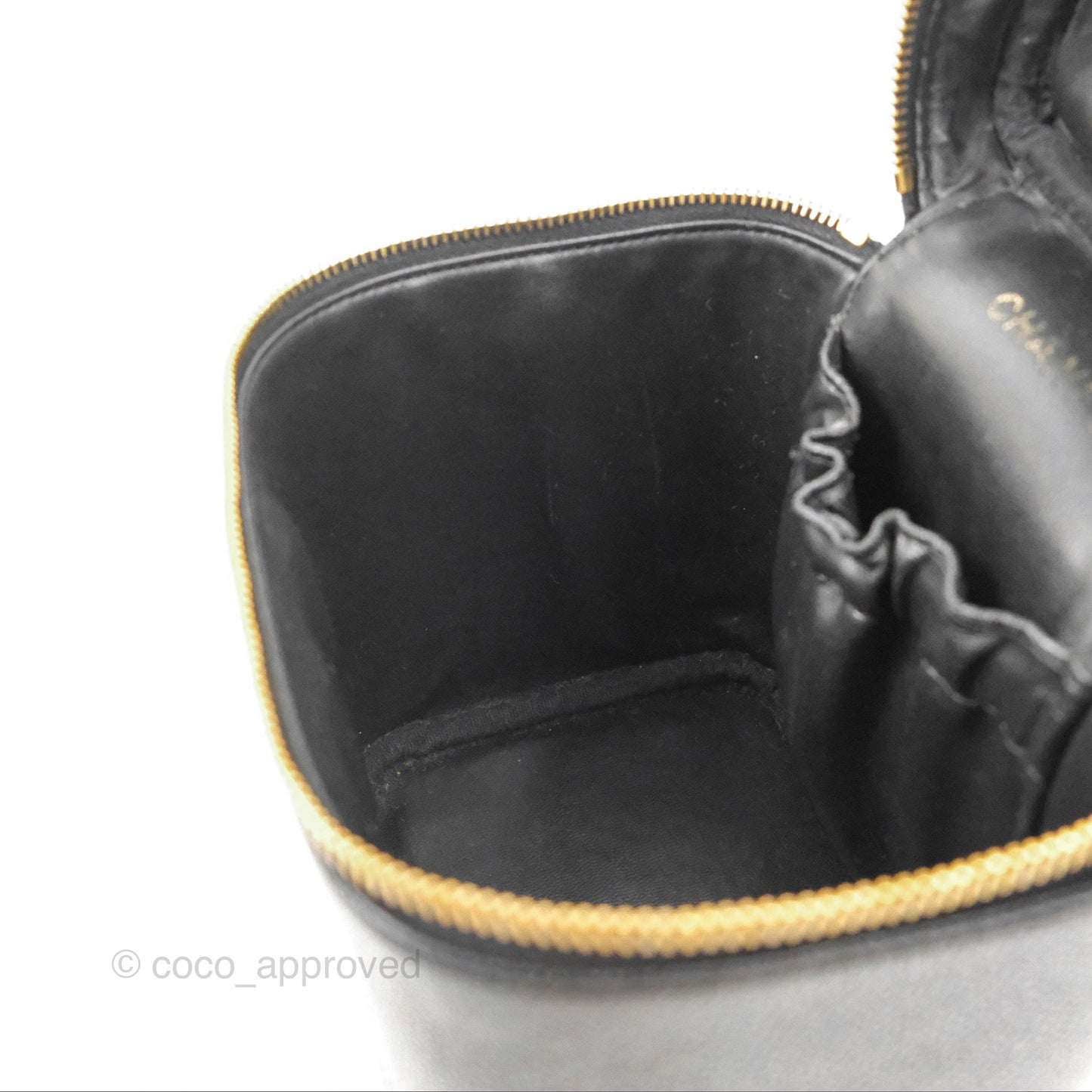 Chanel Vintage Vanity Case Black Caviar Gold Hardware
