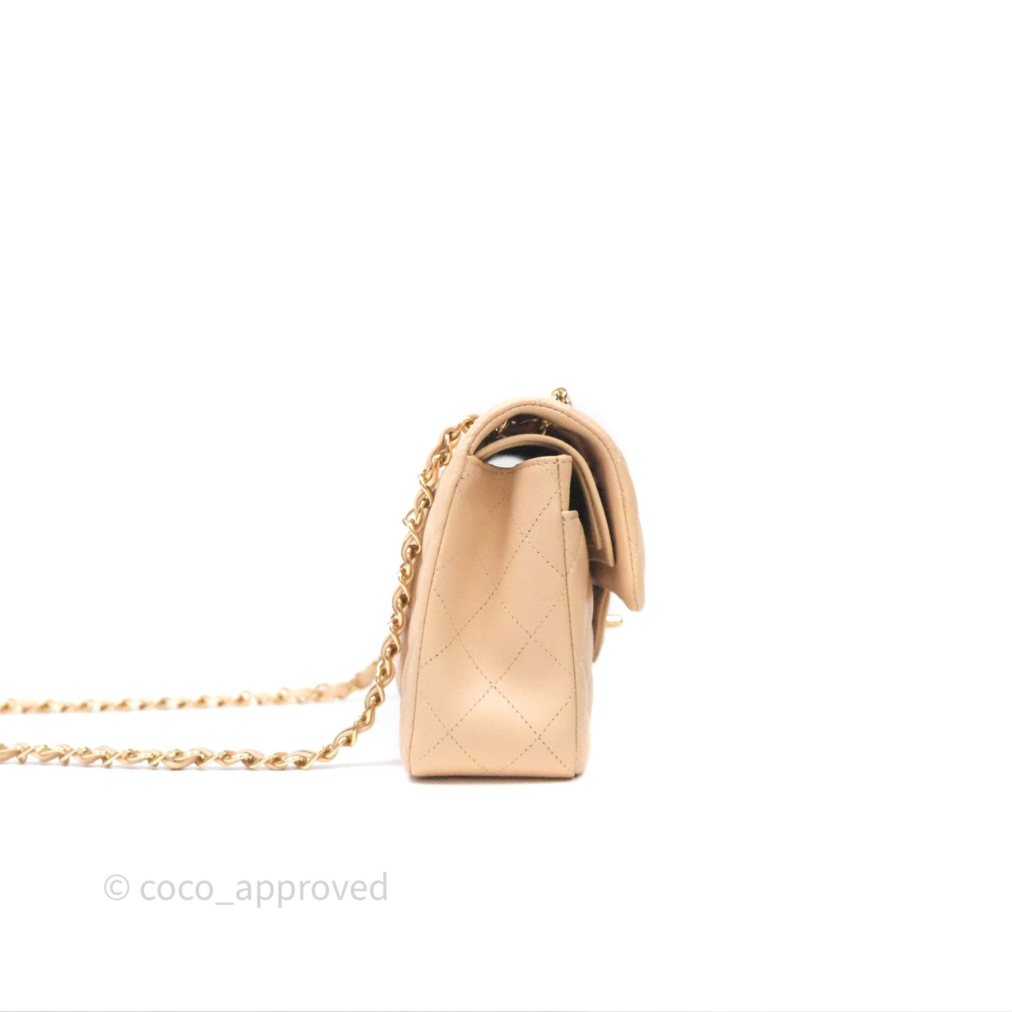 Chanel Small Quilted Classic Flap Beige Lambskin Gold Hardware