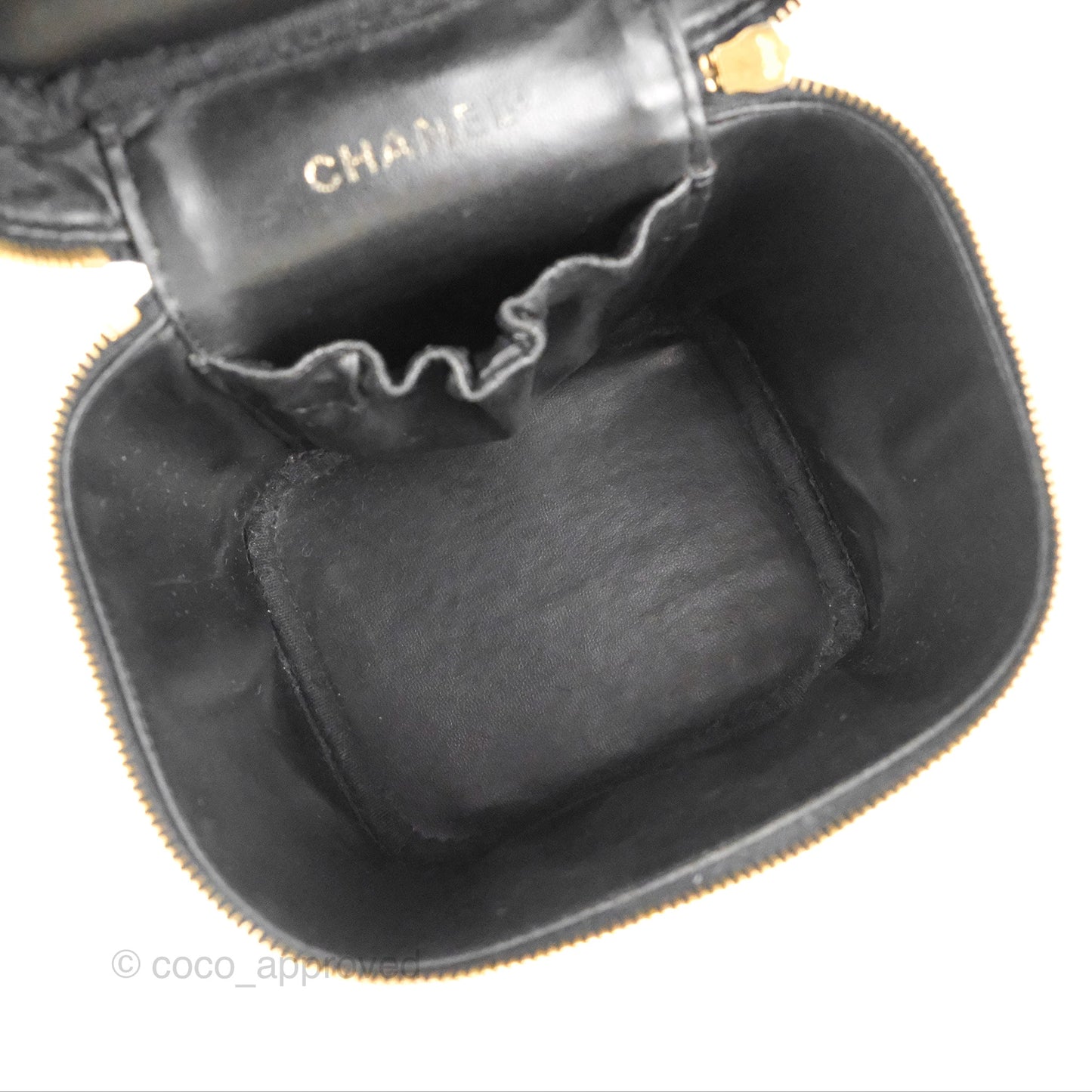 Chanel Vintage Vanity Case Black Caviar Gold Hardware
