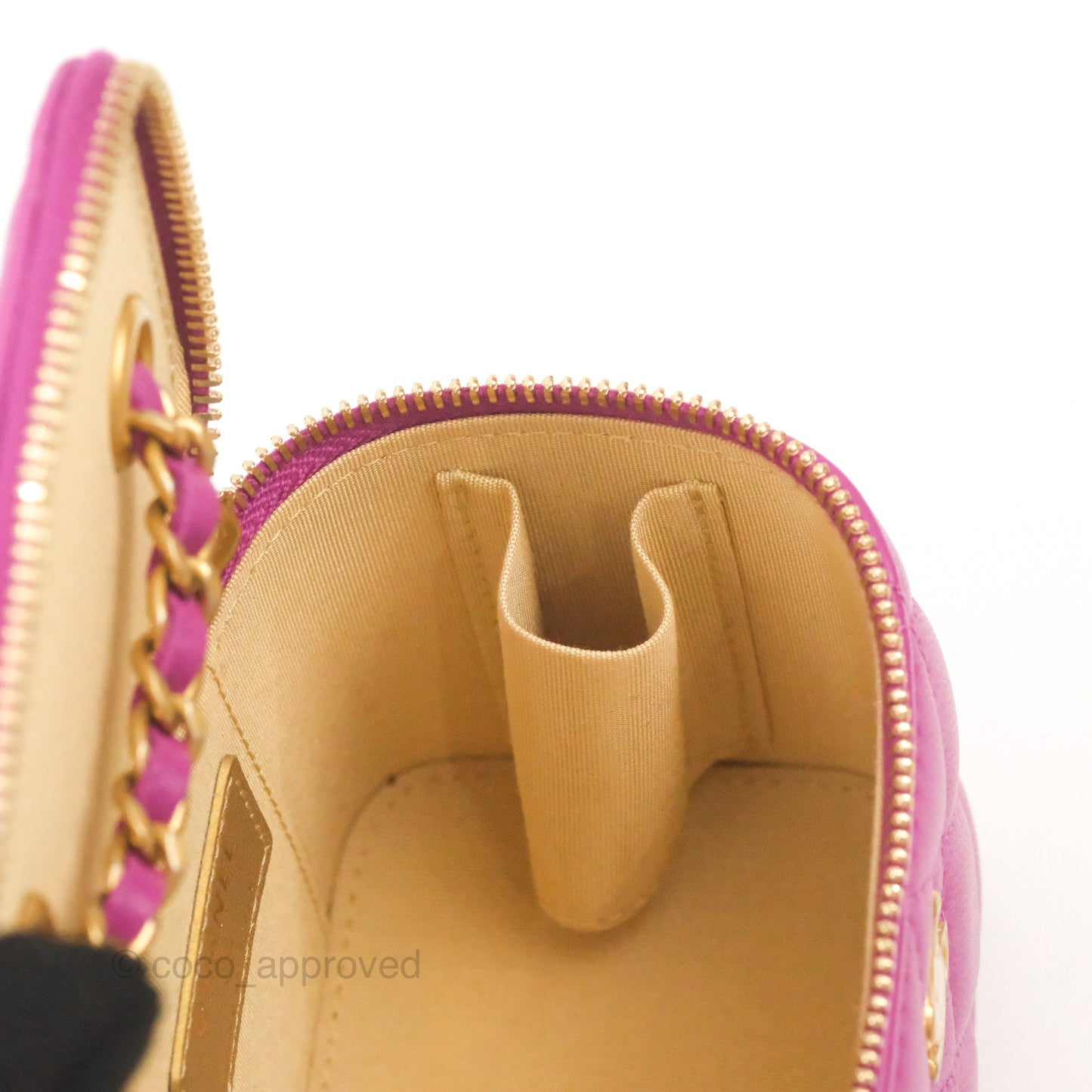 Chanel Classic Mini Pearl Crush Vanity With Chain Purple Lambskin Aged Gold Hardware