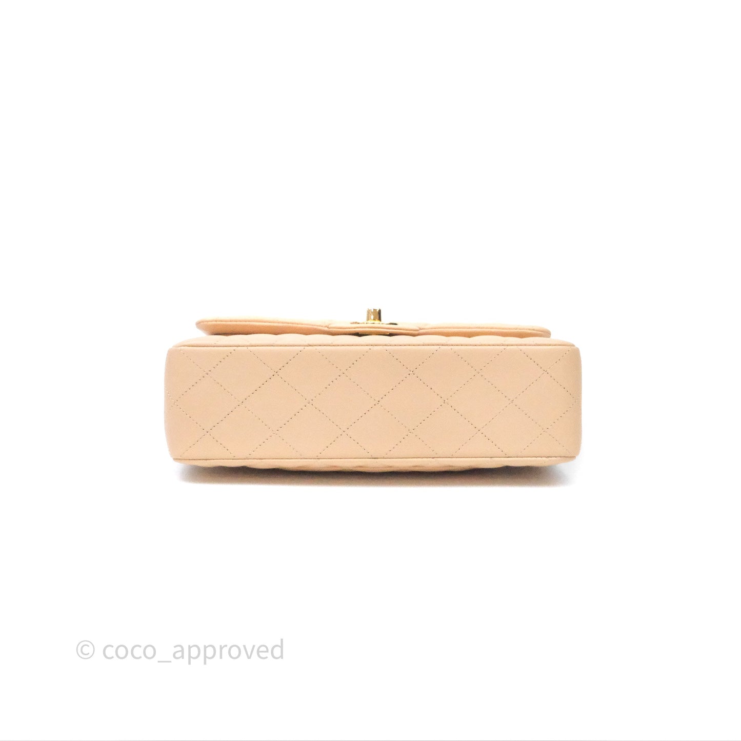 Chanel Small Quilted Classic Flap Beige Lambskin Gold Hardware