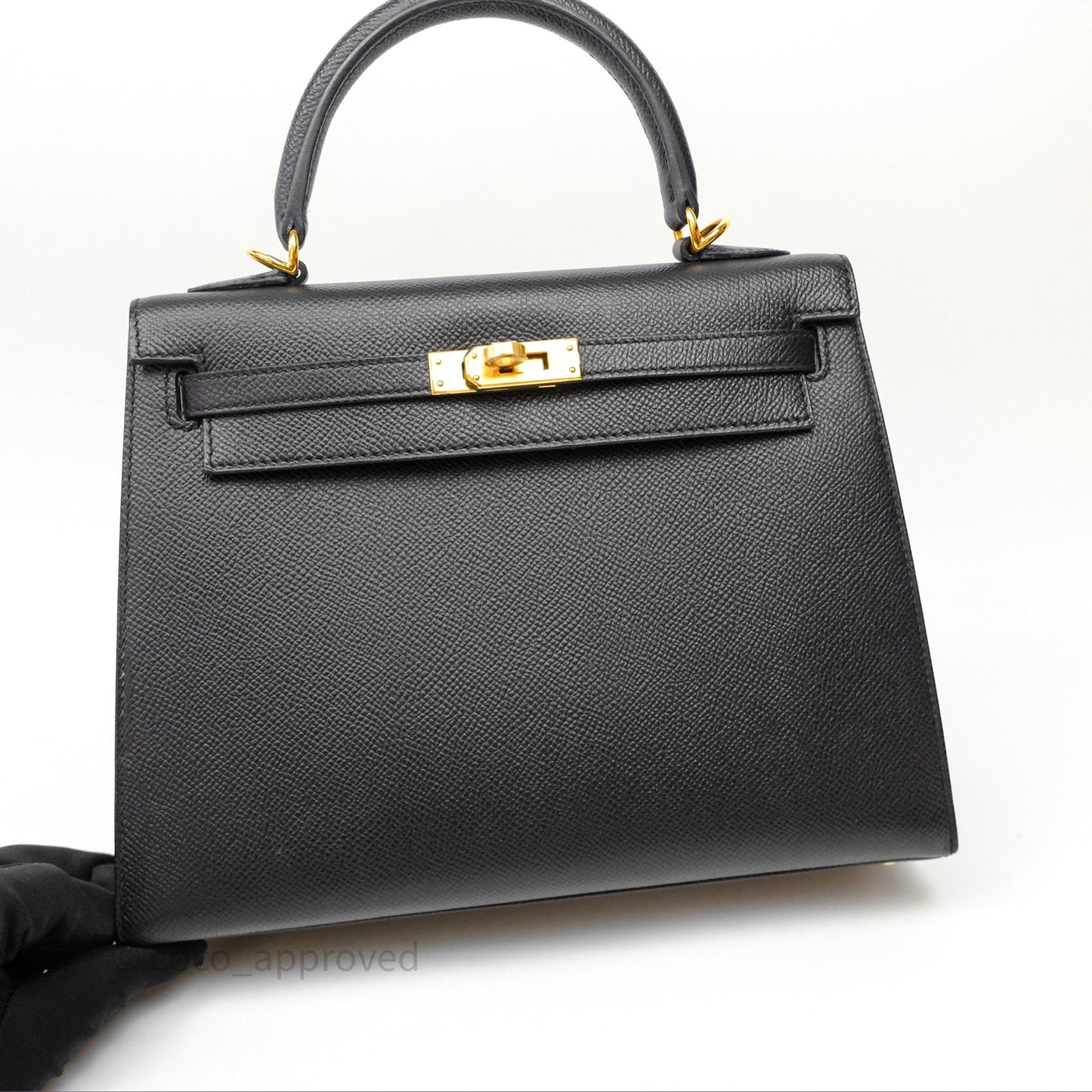 Hermès Kelly 25 Sellier Noir Black 89 Epsom Gold Hardware