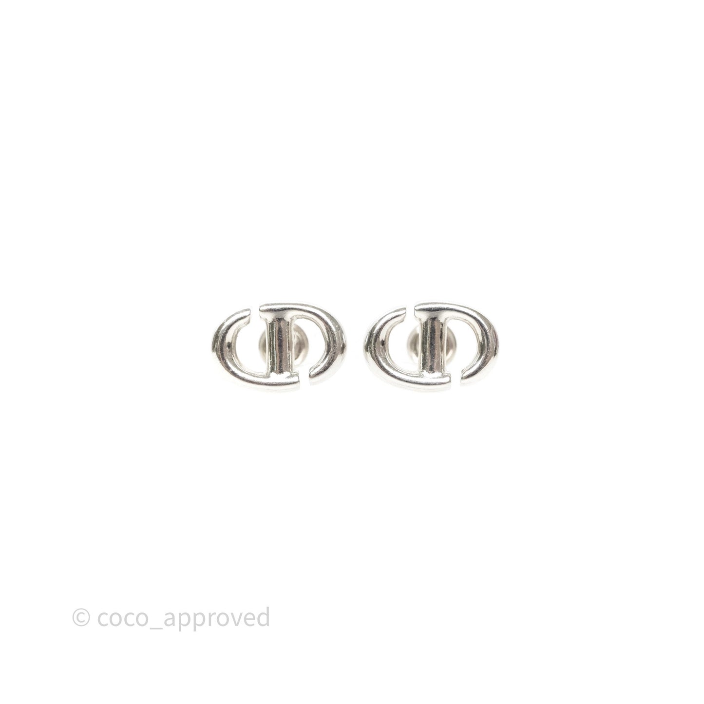 Christian Dior CD Earrings Silver Tone