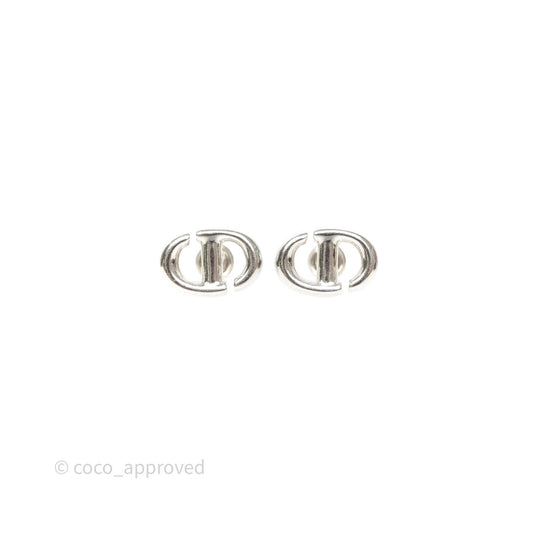 Christian Dior CD Earrings Silver Tone