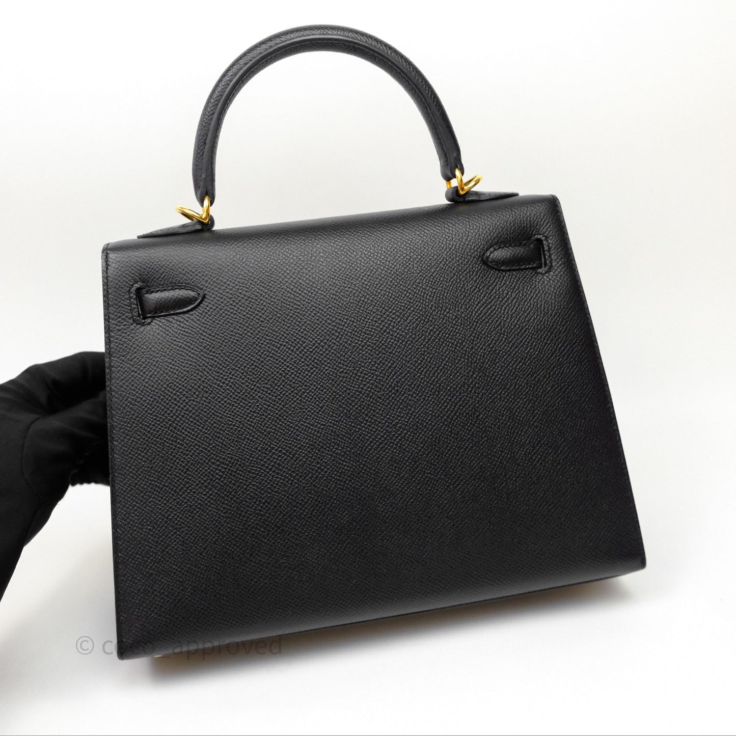Hermès Kelly 25 Sellier Noir Black 89 Epsom Gold Hardware