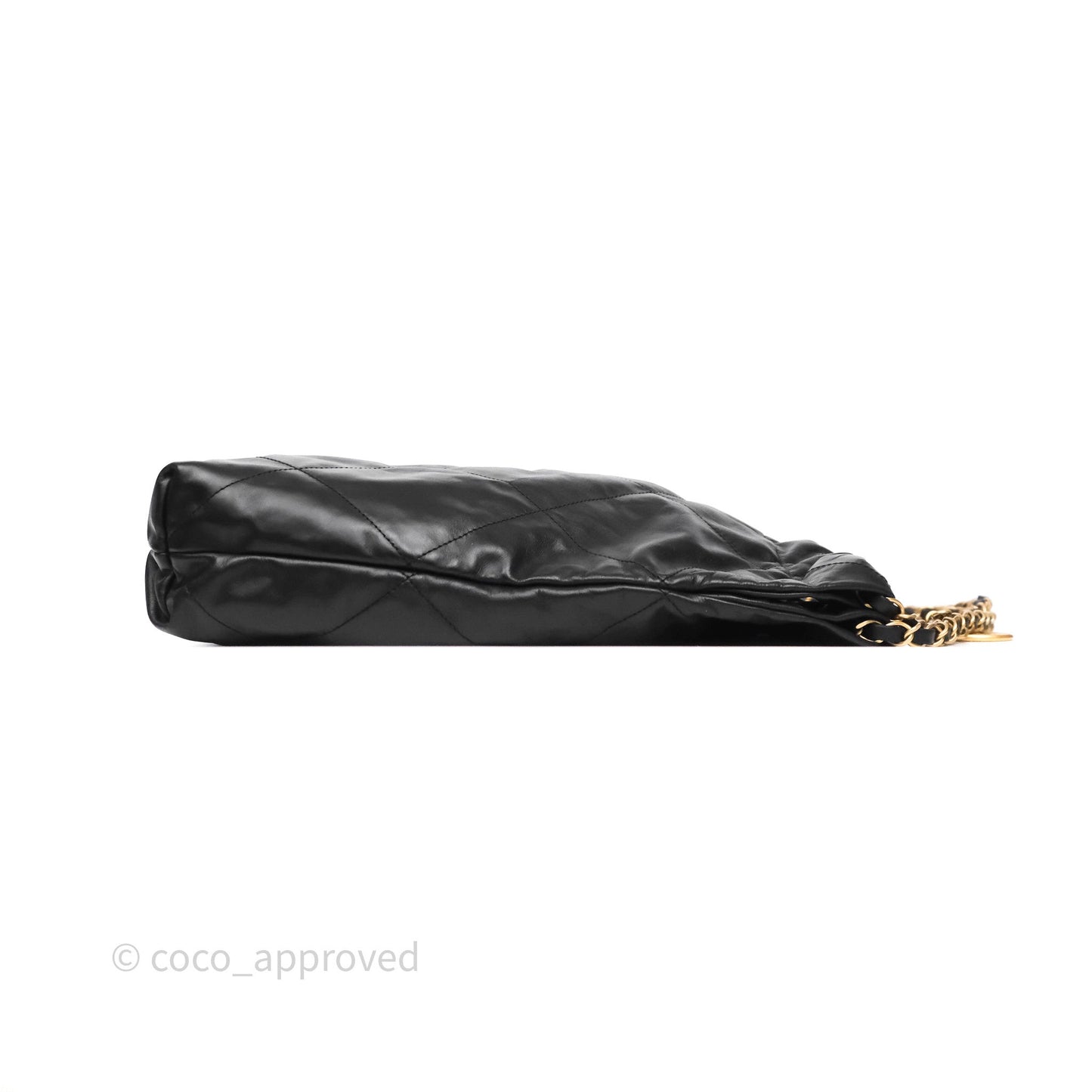 Chanel 22 Medium Black Crumpled Calfskin Aged Gold Hardware