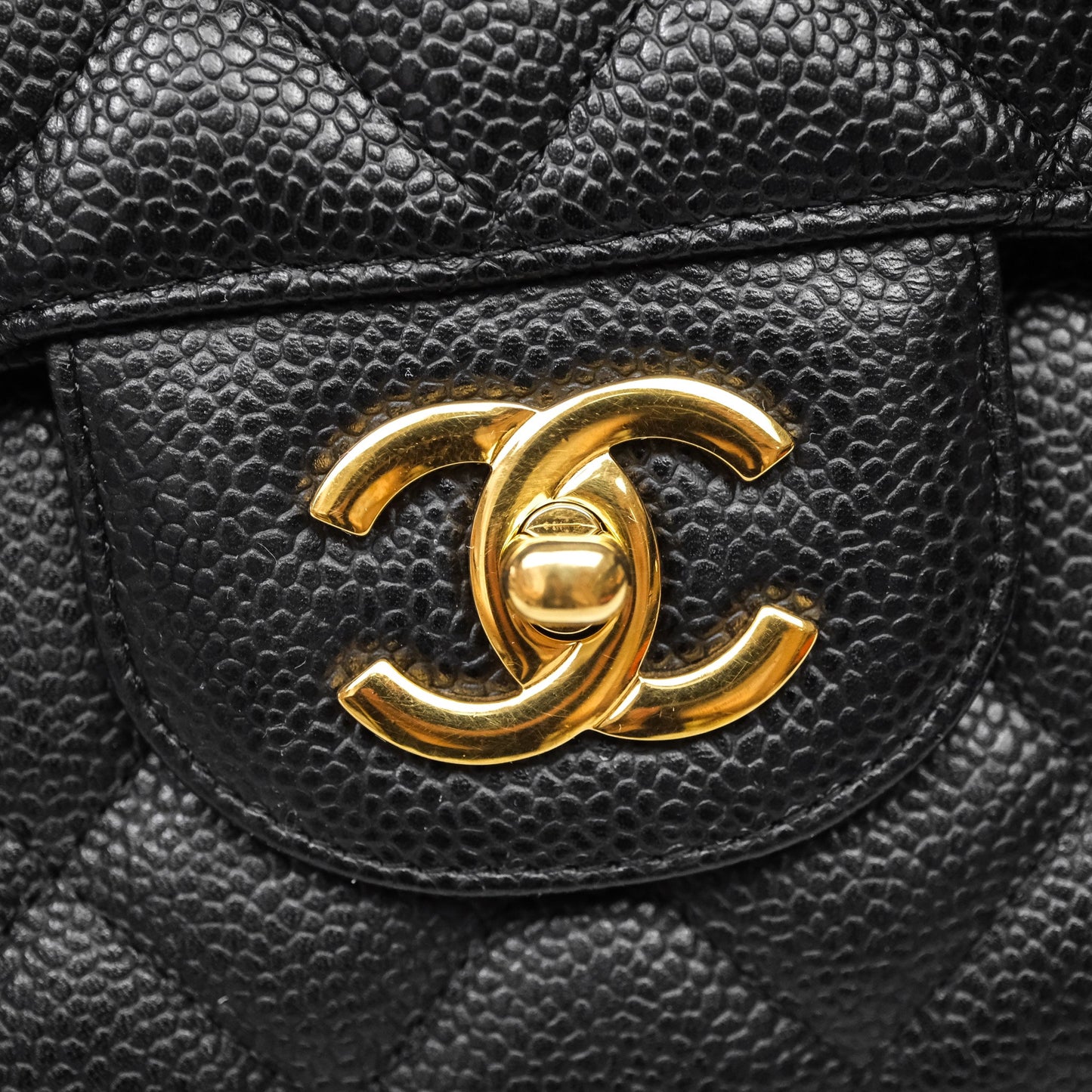 Chanel Jumbo Single Flap Black Caviar Gold Hardware⁣⁣