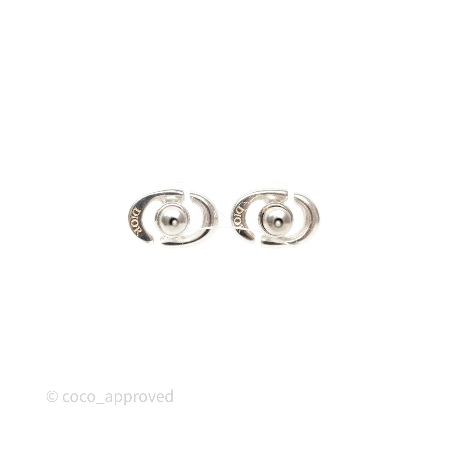 Christian Dior CD Earrings Silver Tone