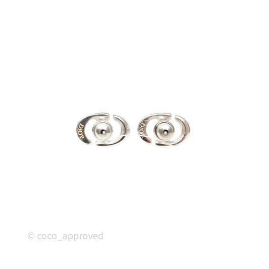 Christian Dior CD Earrings Silver Tone