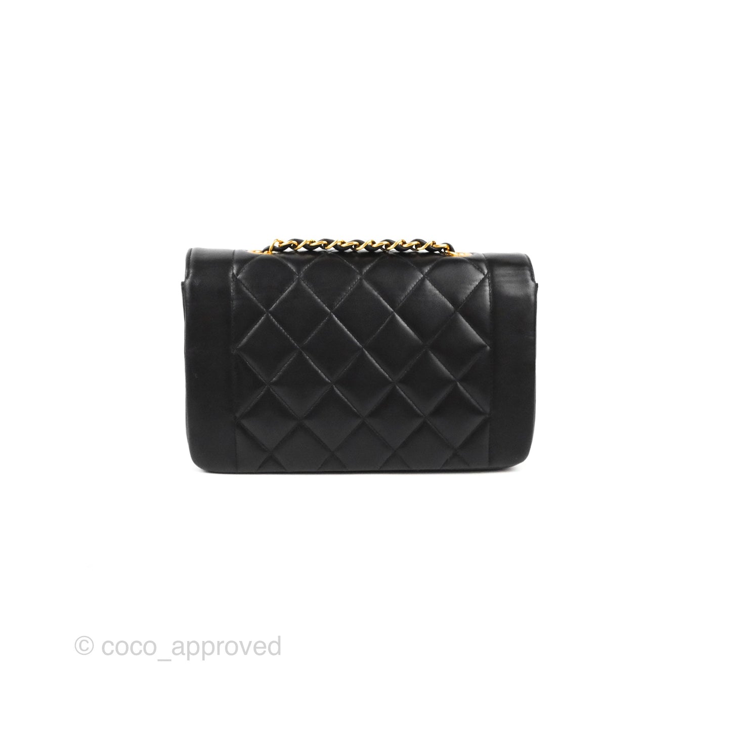 Chanel Vintage Small Quilted Classic Diana Flap Bag Black Lambskin 24K Gold Hardware