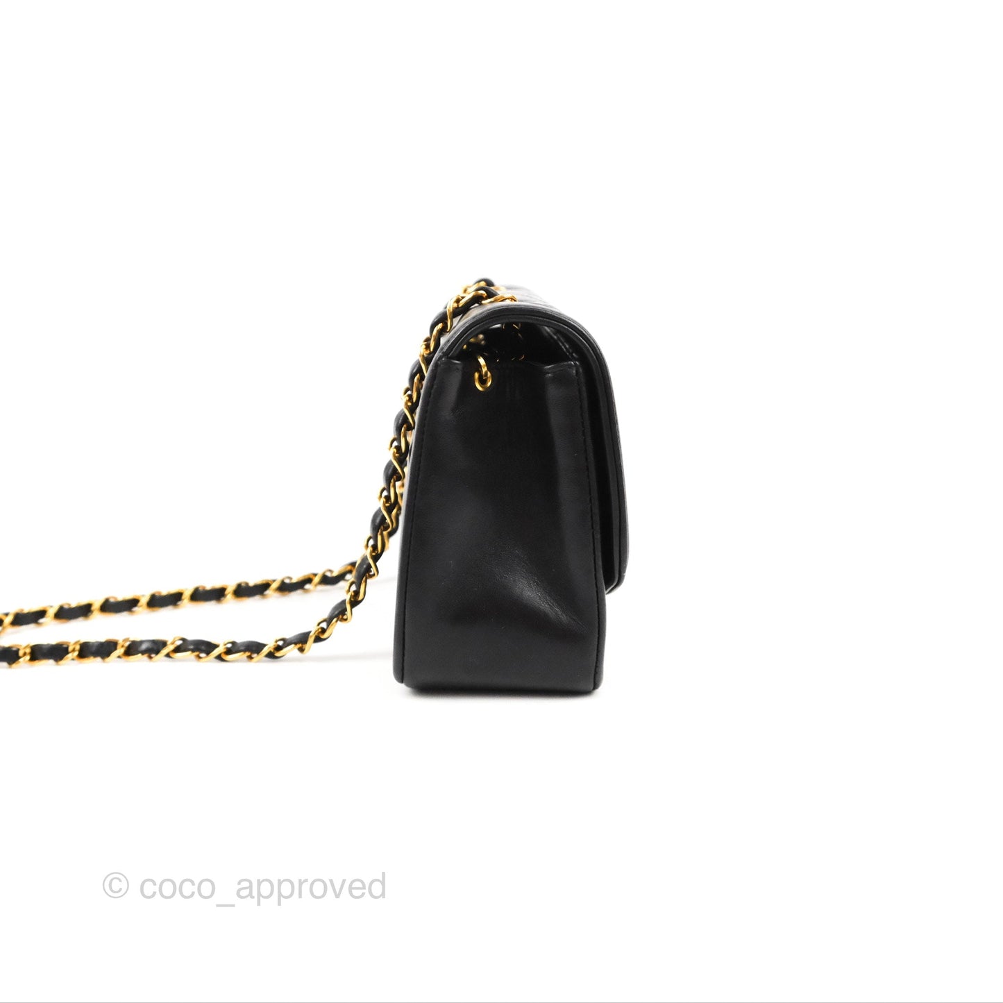Chanel Vintage Small Quilted Classic Diana Flap Bag Black Lambskin 24K Gold Hardware