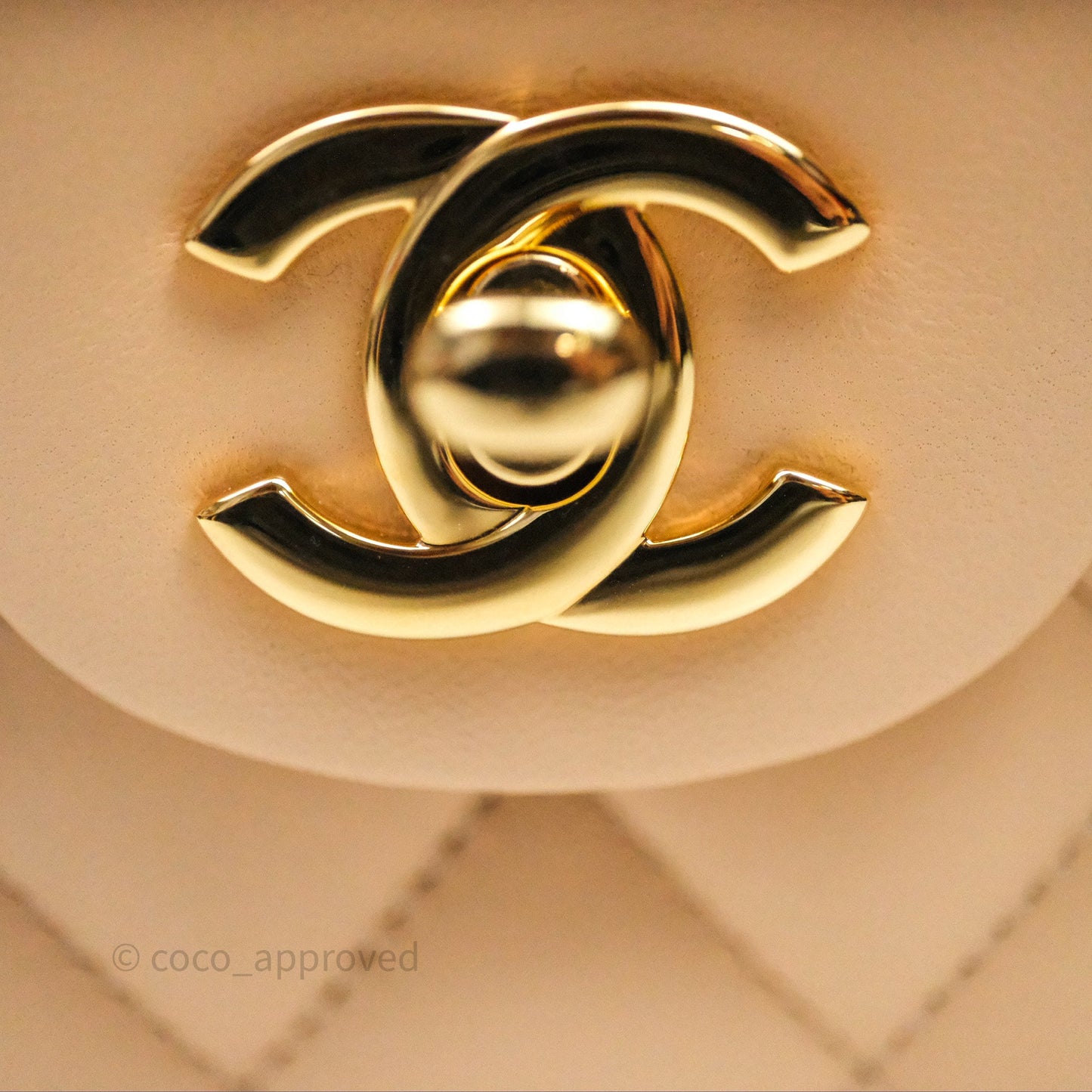 Chanel Small Quilted Classic Flap Beige Lambskin Gold Hardware