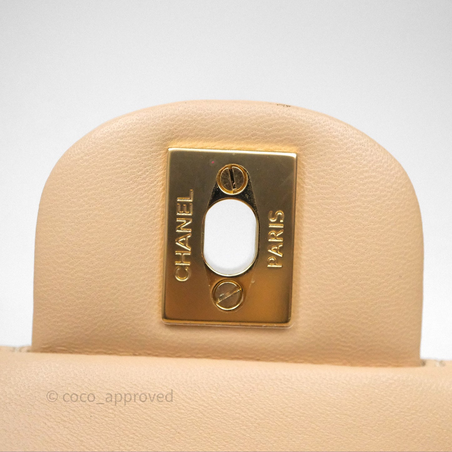 Chanel Small Quilted Classic Flap Beige Lambskin Gold Hardware