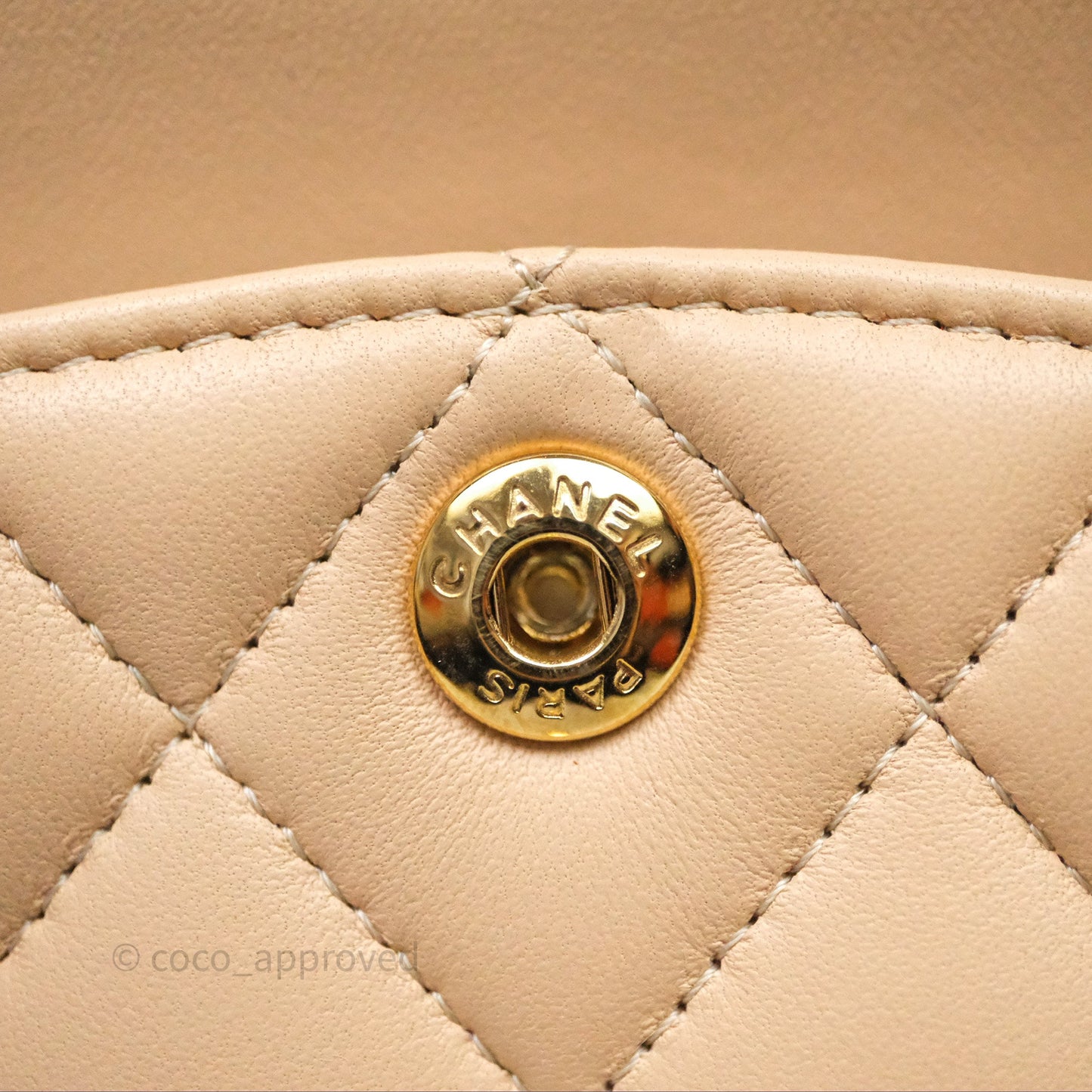 Chanel Small Quilted Classic Flap Beige Lambskin Gold Hardware