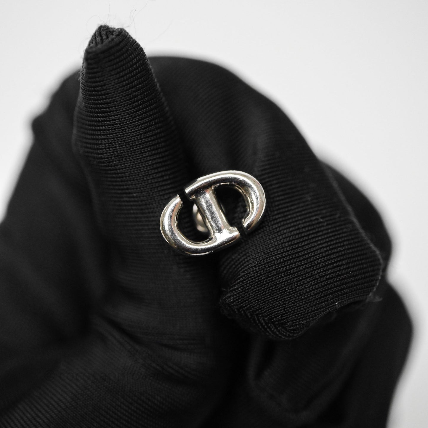 Christian Dior CD Earrings Silver Tone