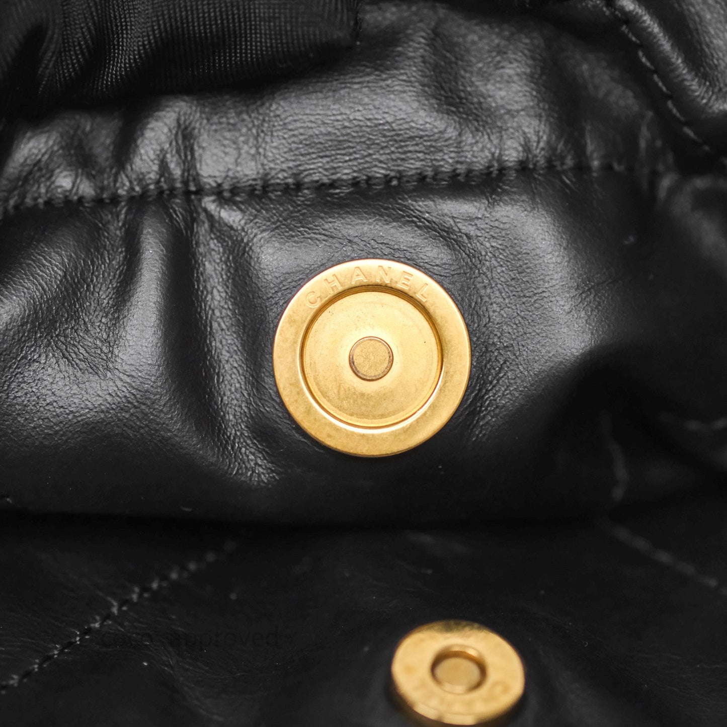 Chanel 22 Medium Black Crumpled Calfskin Aged Gold Hardware