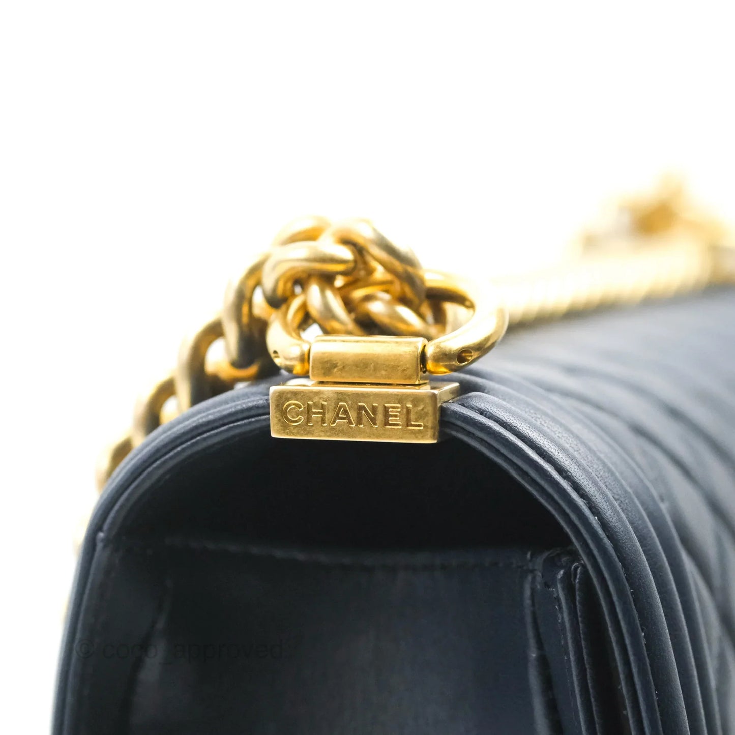 Chanel Quilted New Medium Boy Navy Lambskin Aged Gold Hardware