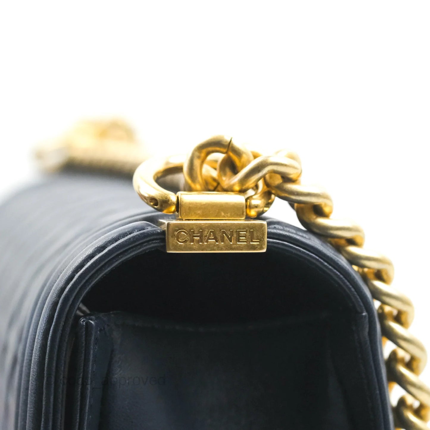 Chanel Quilted New Medium Boy Navy Lambskin Aged Gold Hardware