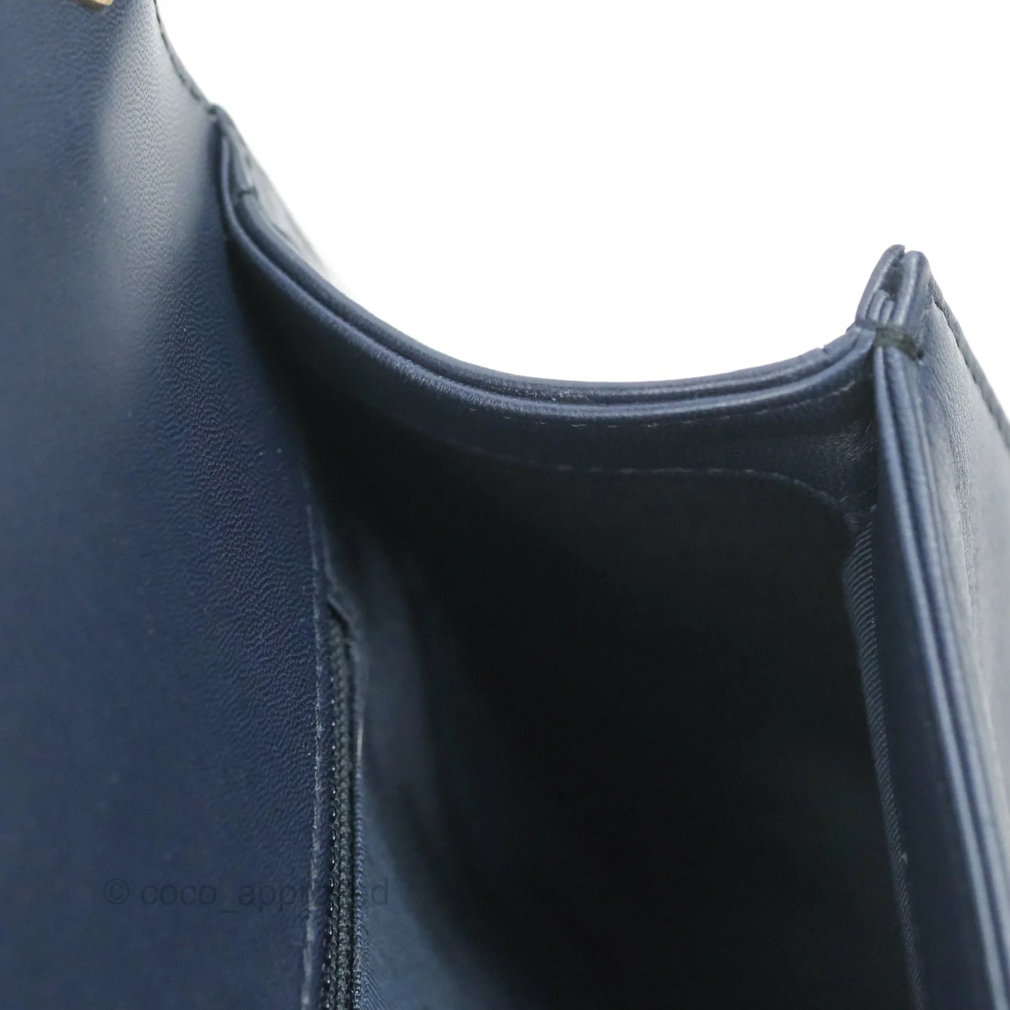 Chanel Quilted New Medium Boy Navy Lambskin Aged Gold Hardware