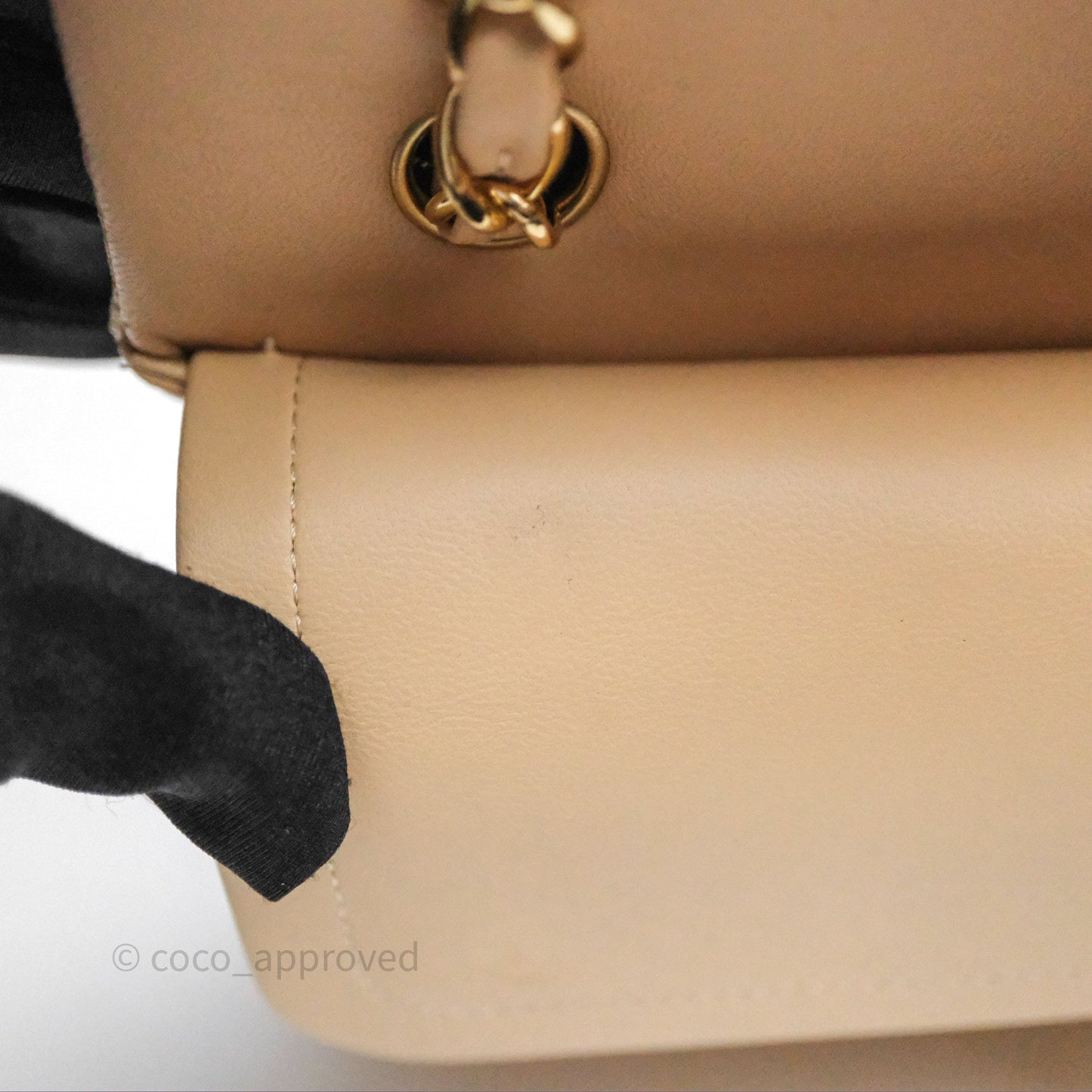 Chanel Small Quilted Classic Flap Beige Lambskin Gold Hardware